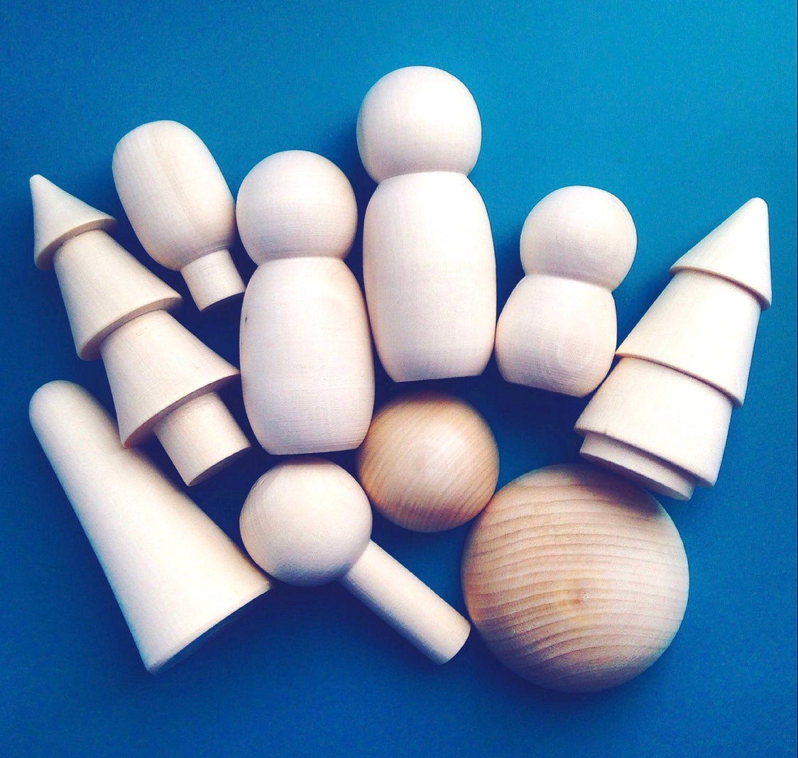 Natural Wooden Trees With Pegs Play Set