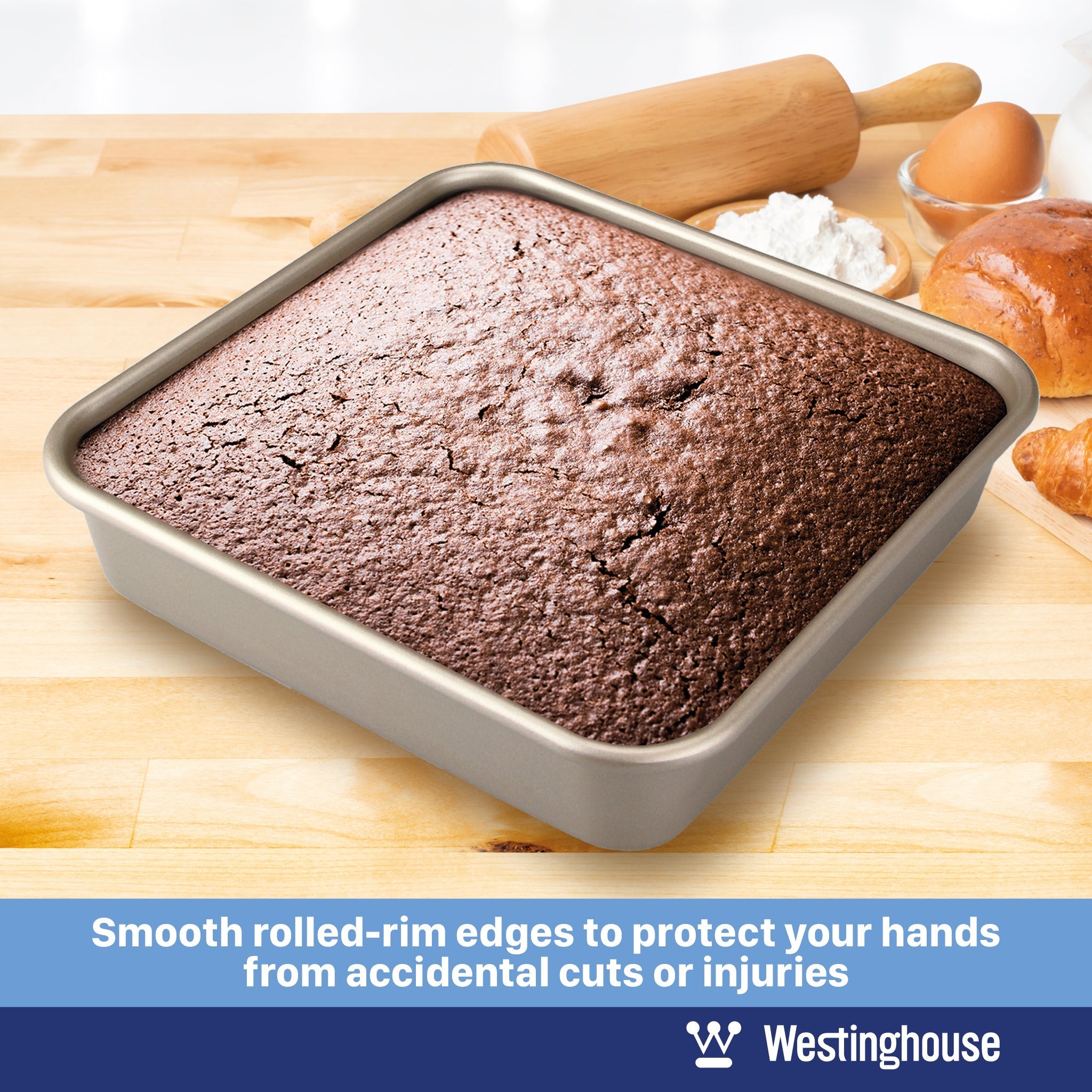 Baking Pan Set, Carbon Steel, 3-pc (squre Pan, Muffin Pan + Rectangle Deep Tray)