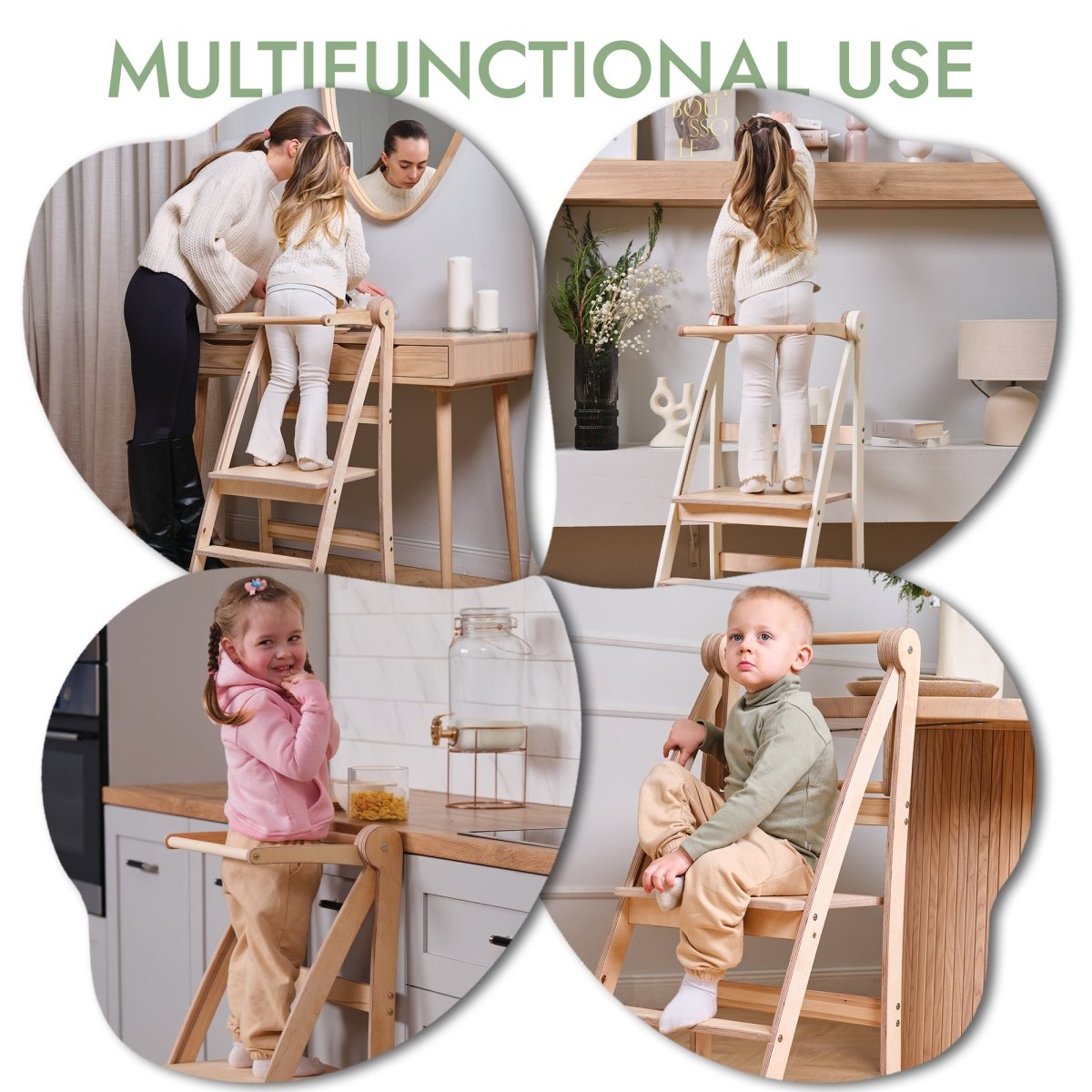Learning Tower: Foldable Step Stool For Toddlers - Beige