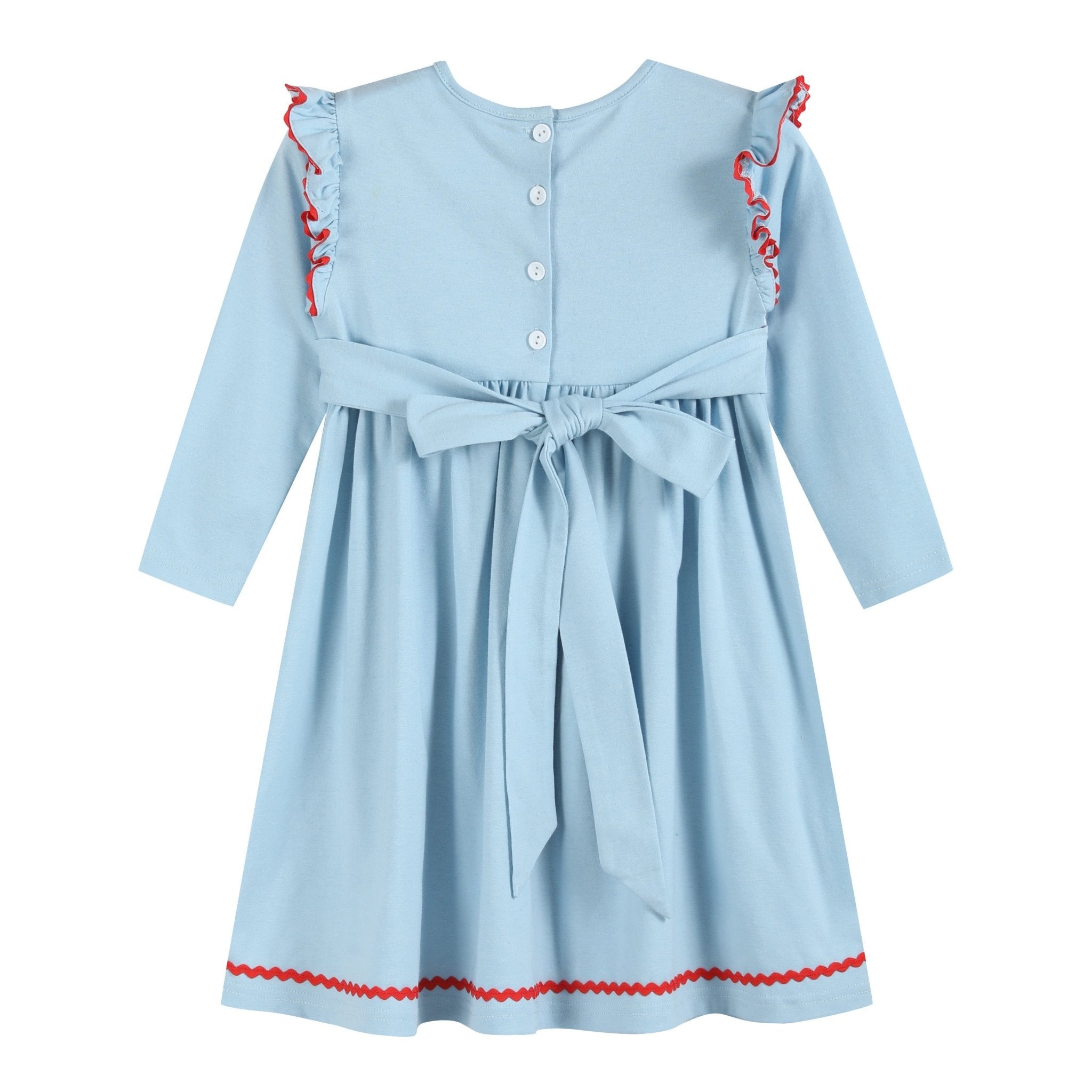 Light Blue Christmas Tree Smocked Knit Dress