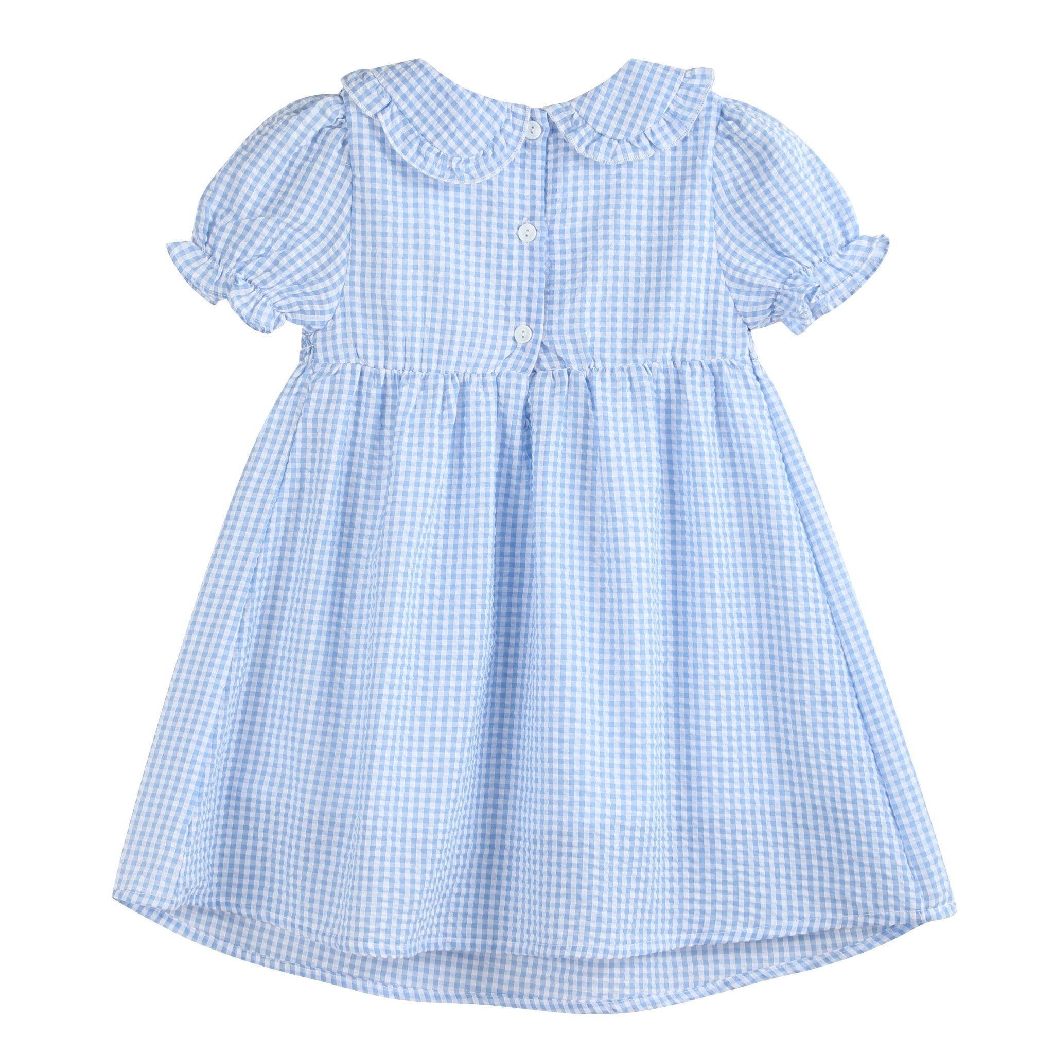 Light Blue Gingham Smocked Dress
