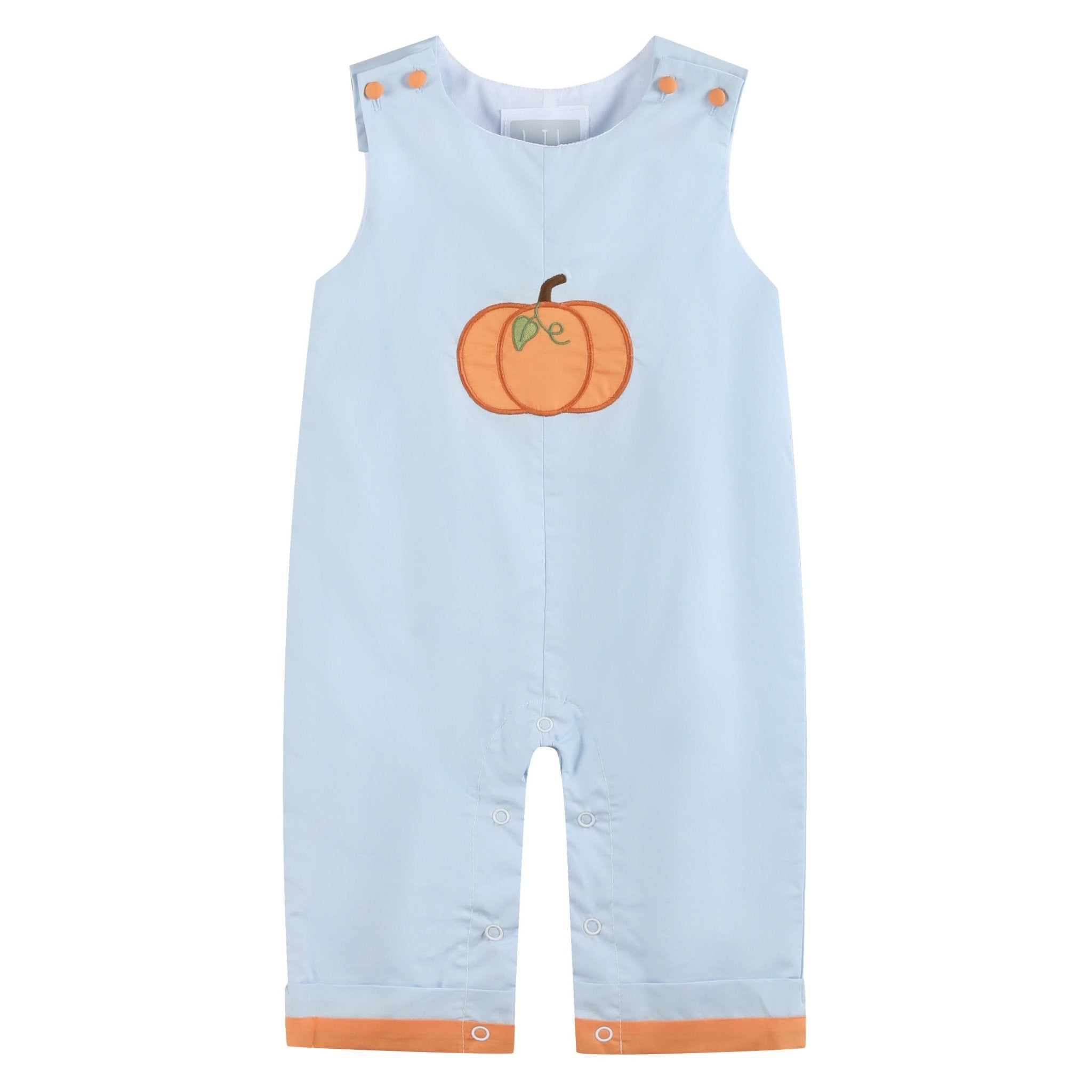 Light Blue Pumpkin Applique Overalls