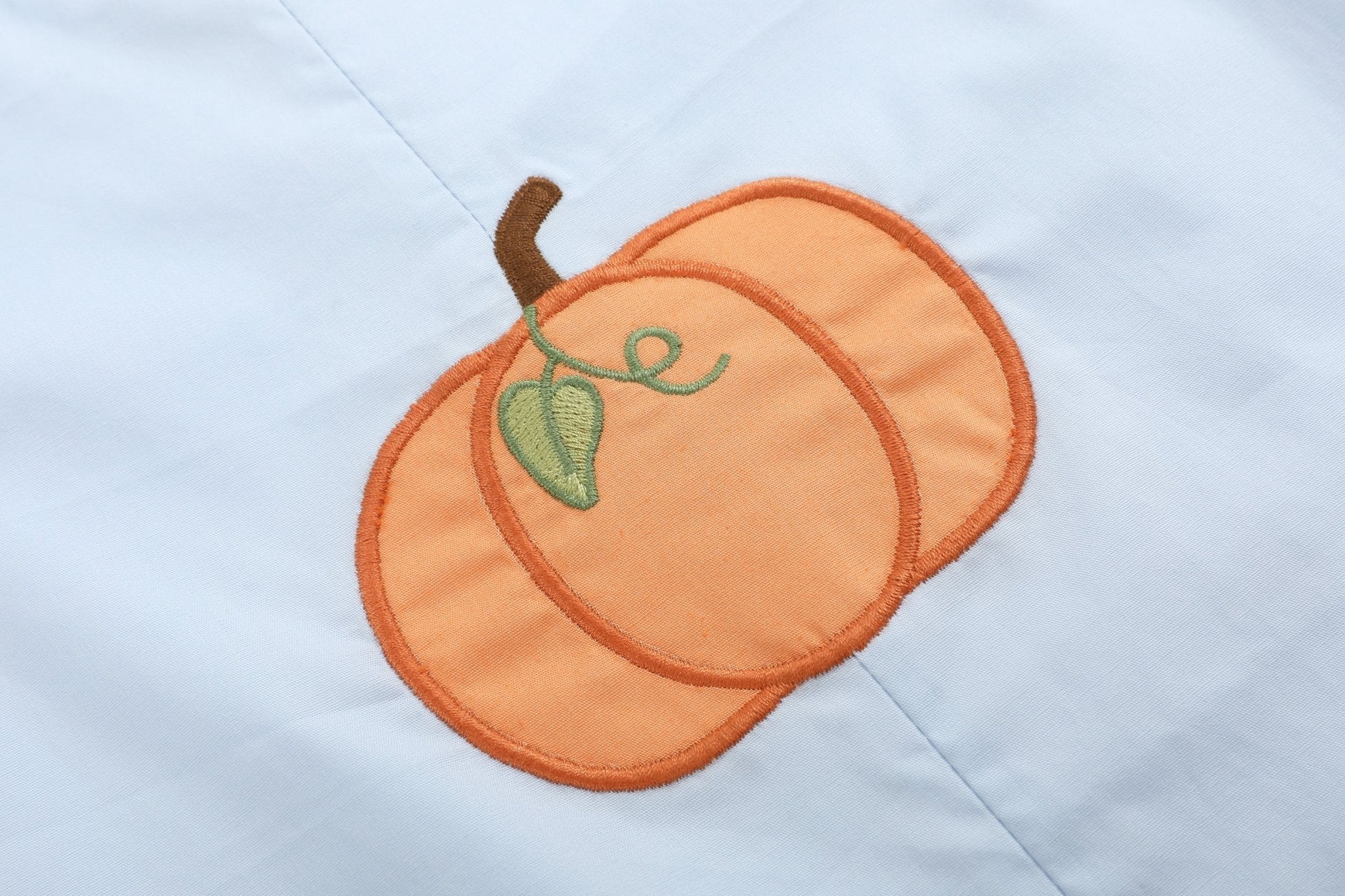 Light Blue Pumpkin Applique Overalls