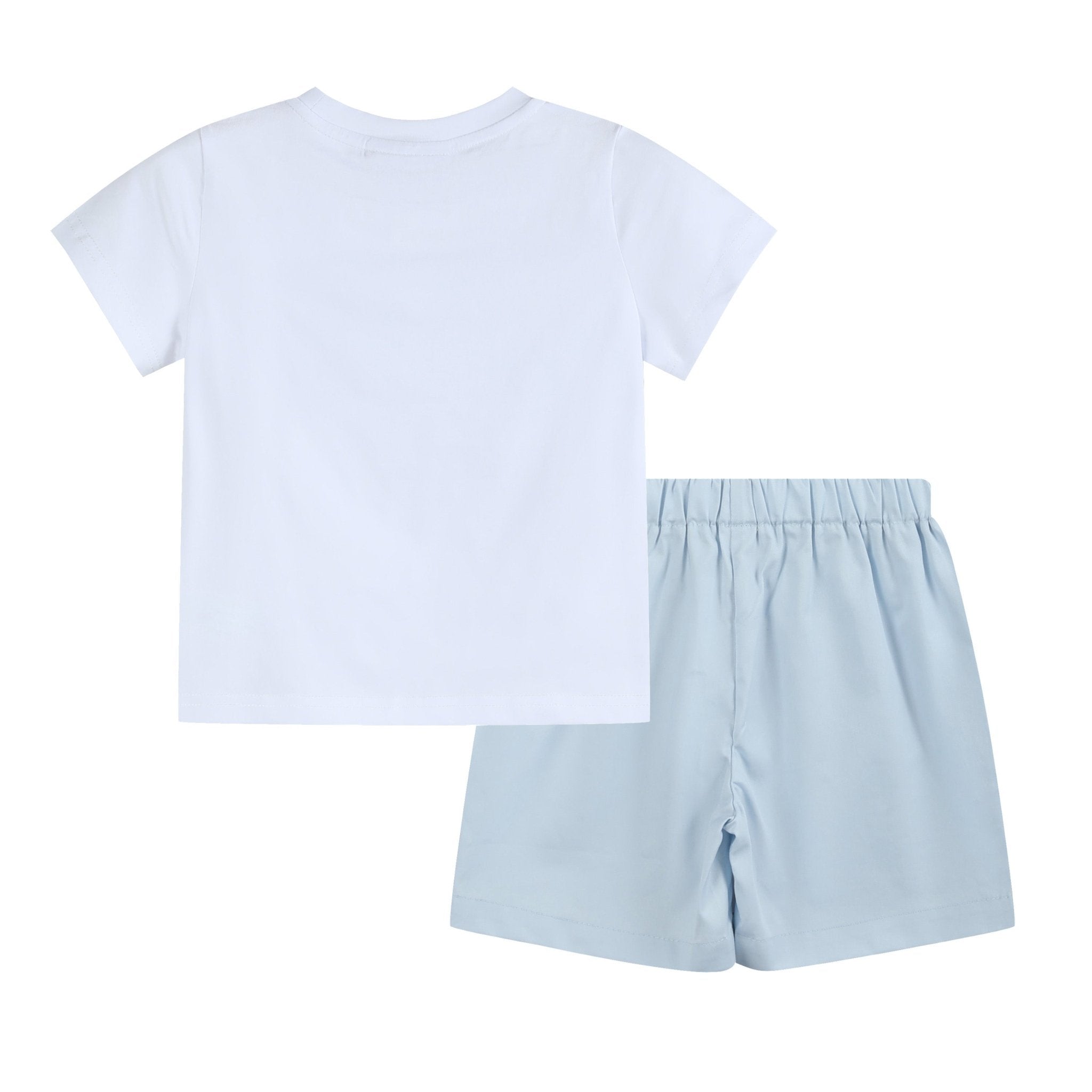 Light Blue Shorts And White Crosses Shirt Set