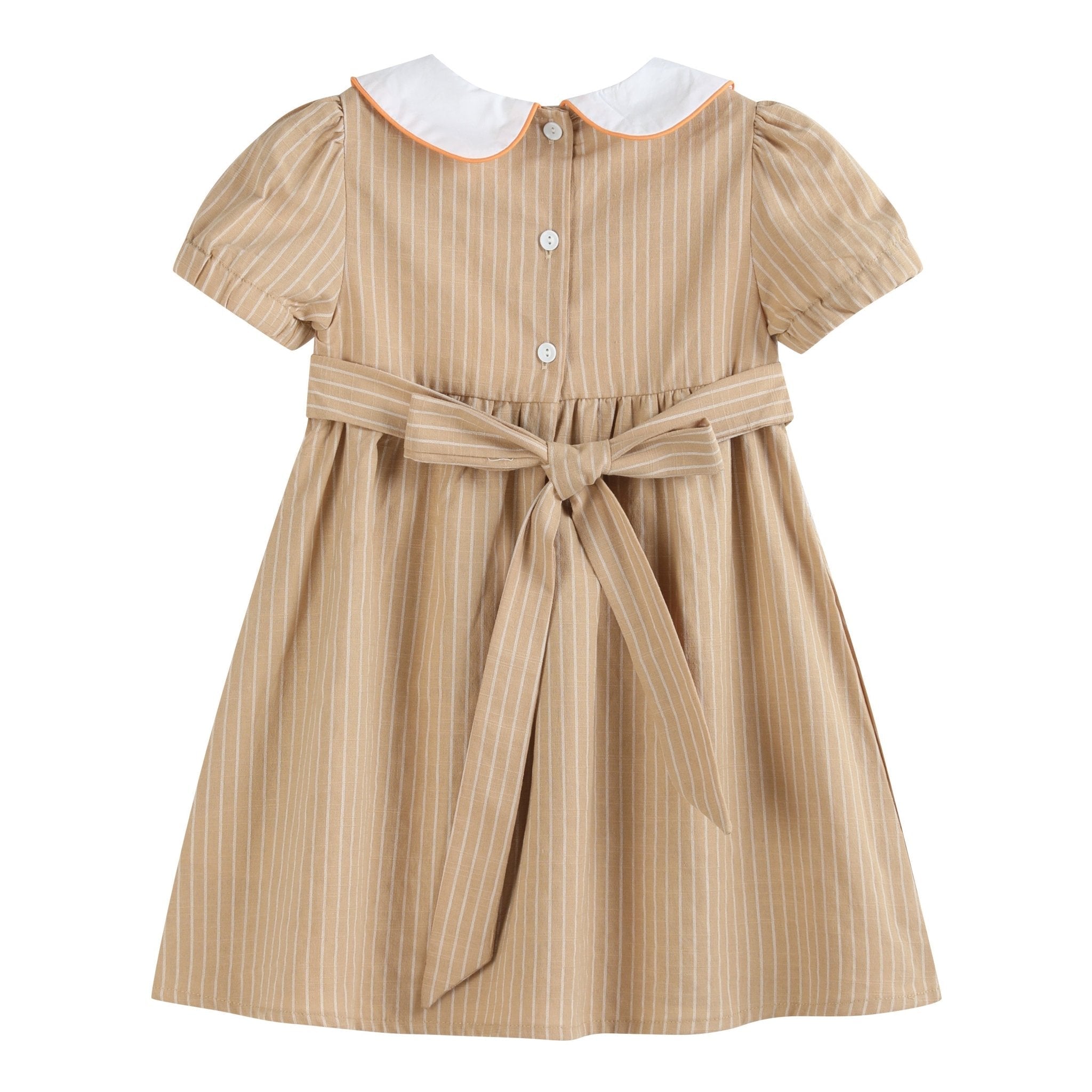 Light Brown Pumpkin Smocked Collared Dress