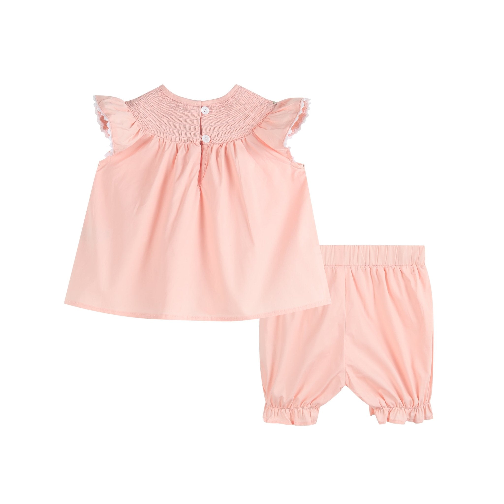 Light Pink Easter Bunny Smocked Top And Bloomer Set