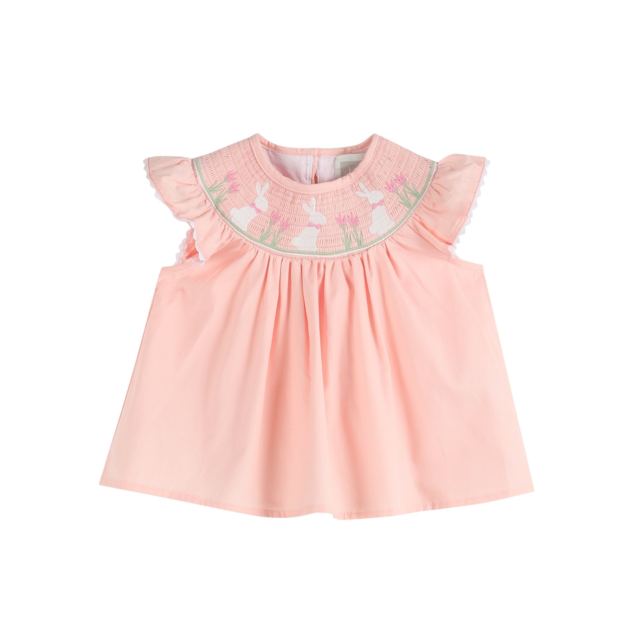 Light Pink Easter Bunny Smocked Top And Bloomer Set