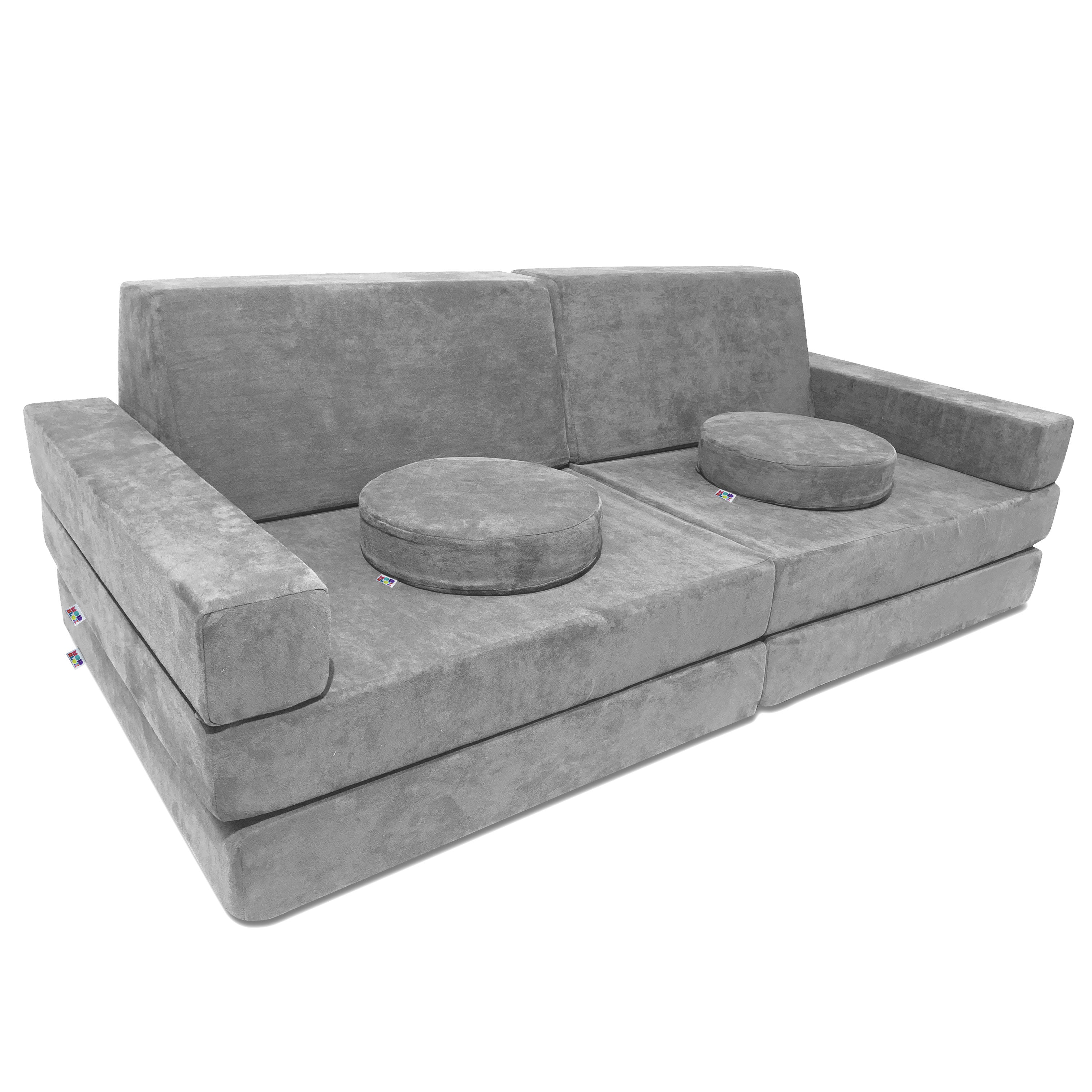 10 Piece Large Soft Furniture Playset Modular Microsuede Foam Play Couch For Creative Kids