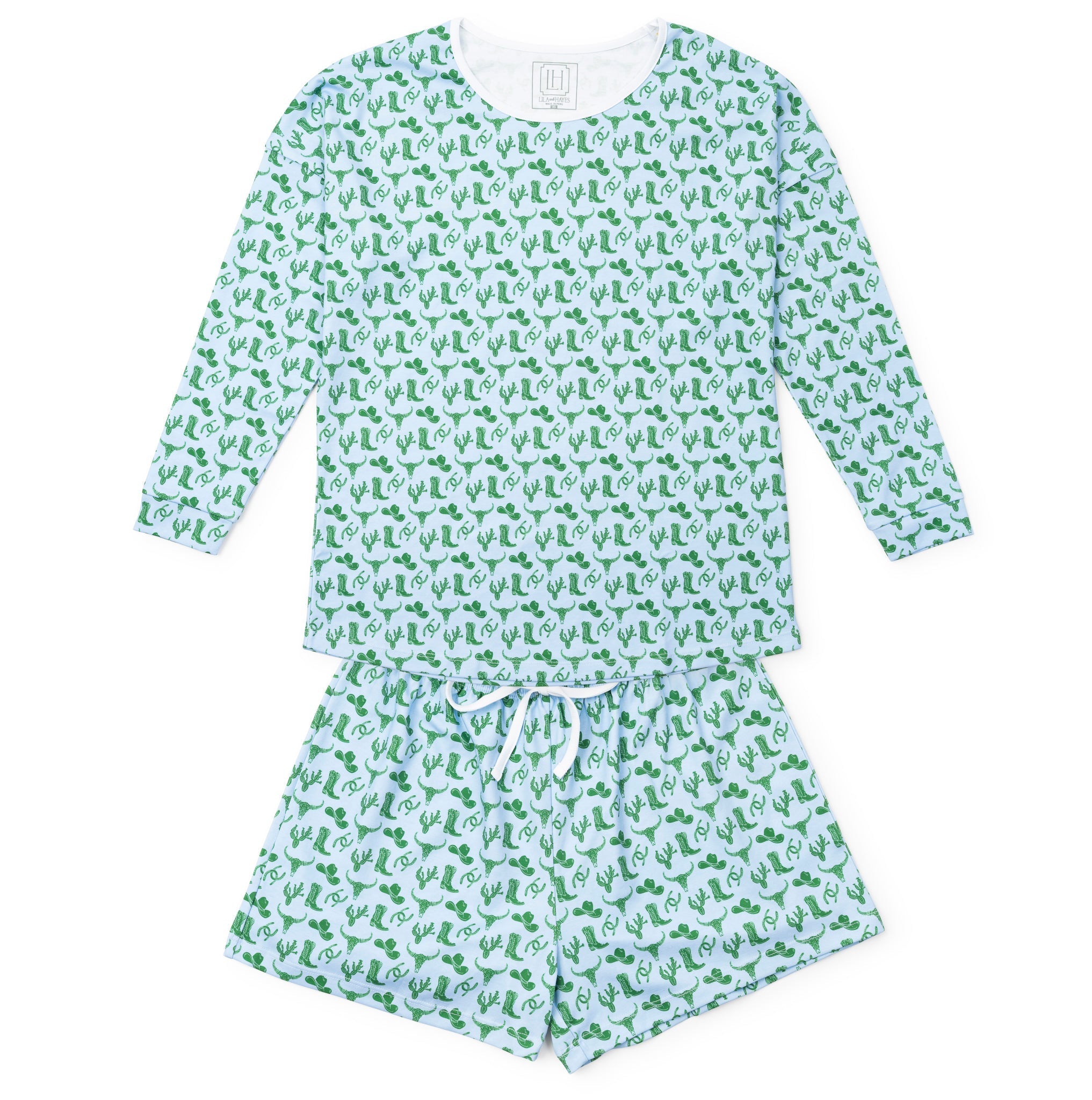 Anna Women's Longsleeve Short Set - Wild West Blue