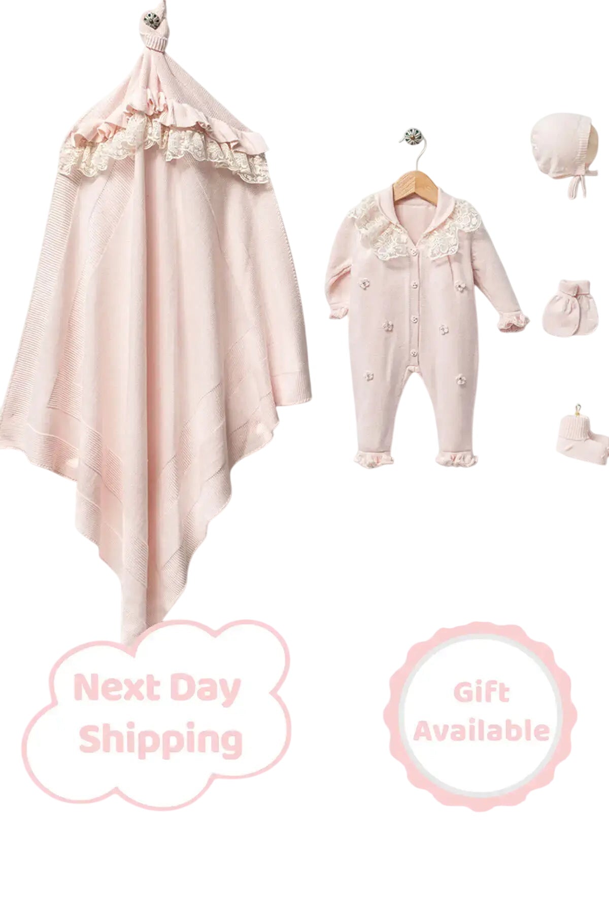 Lily Pink Newborn Girl Coming Home Set (5 Pcs)