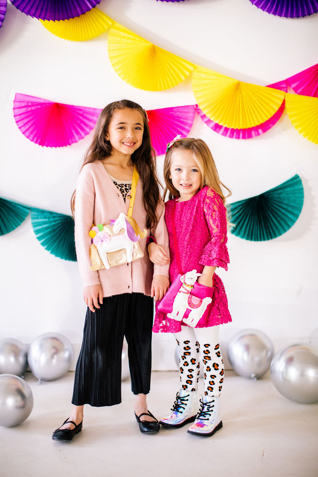 Crazy Kitty & Flower Hair Clips- Pink And Yellow