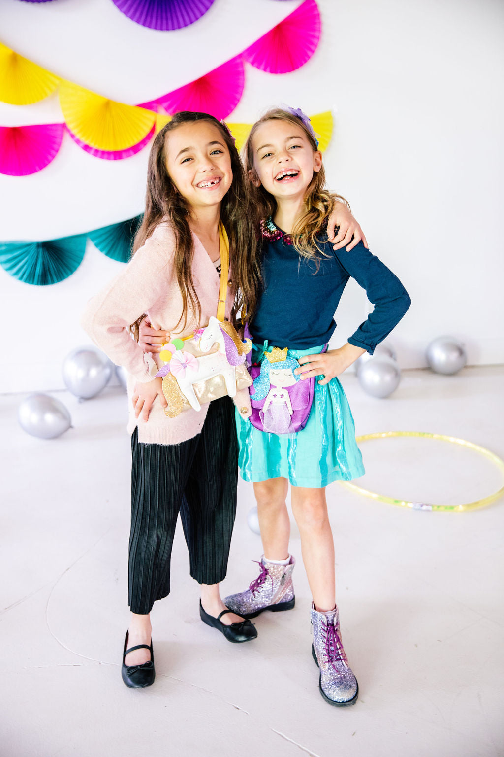 Crazy Kitty & Flower Hair Clips- Pink And Yellow