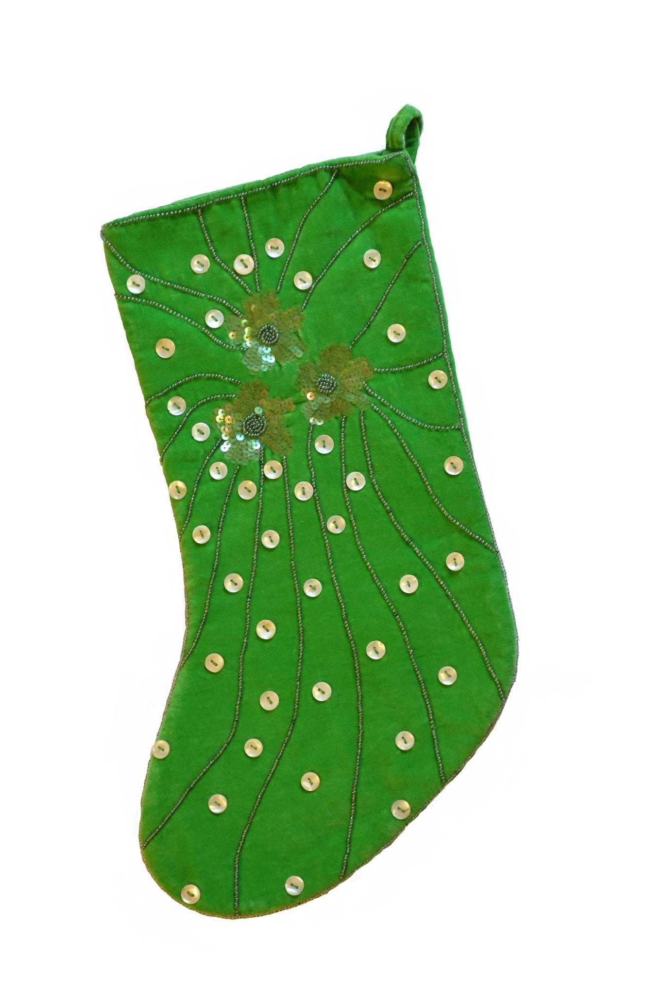 Lime Velvet Christmas Stocking