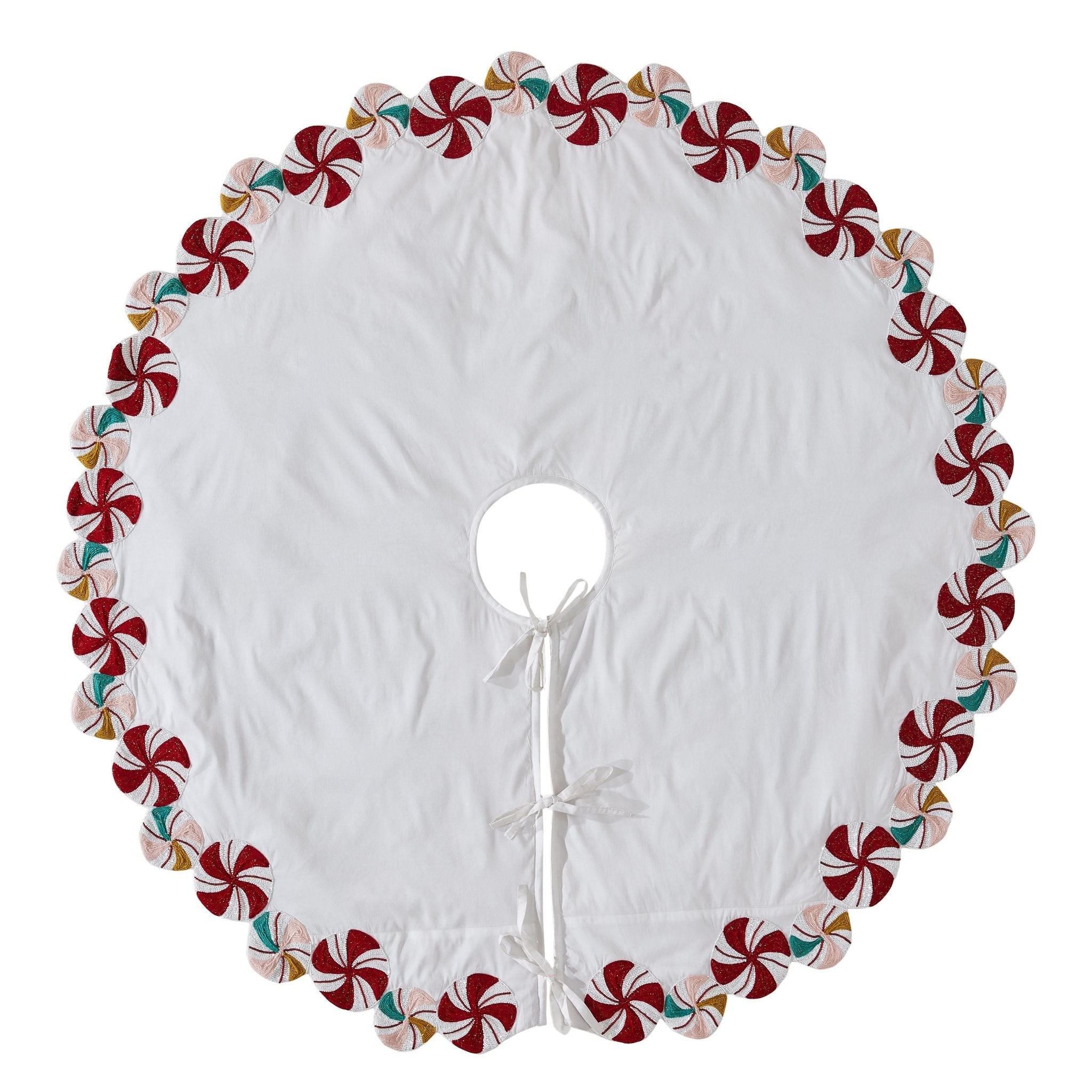 Limited Edition Candy Swirl Hand Beaded Tree Skirt