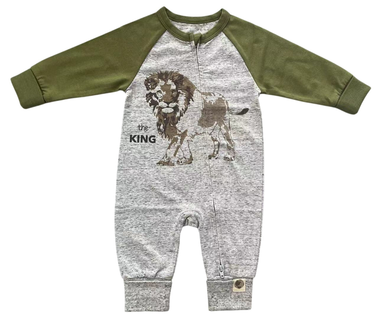 Lion Coverall On Heather Grey Ground With Contrast Sleeves - New For Spring 2025