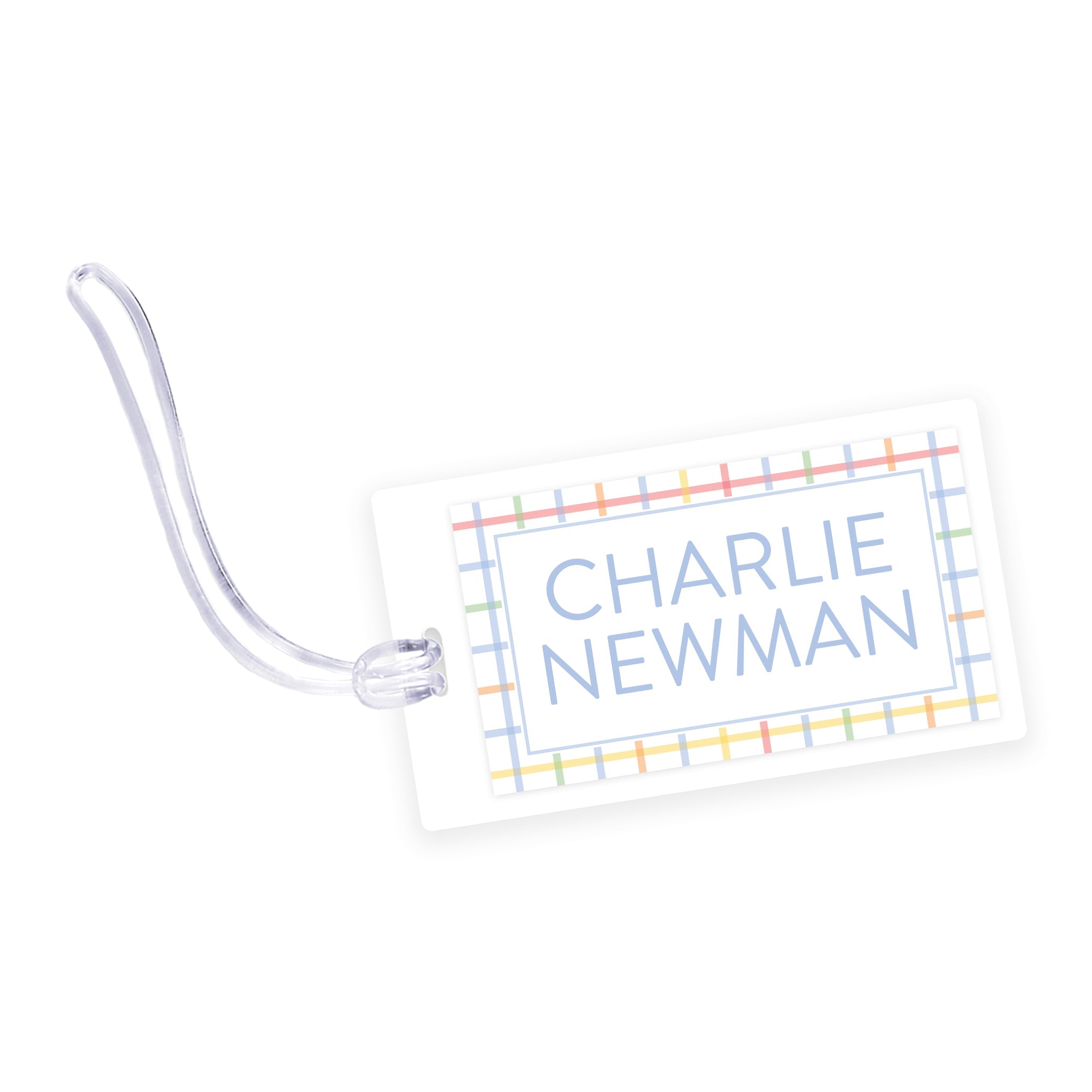 Primary Plaid Laminated Bag Tag