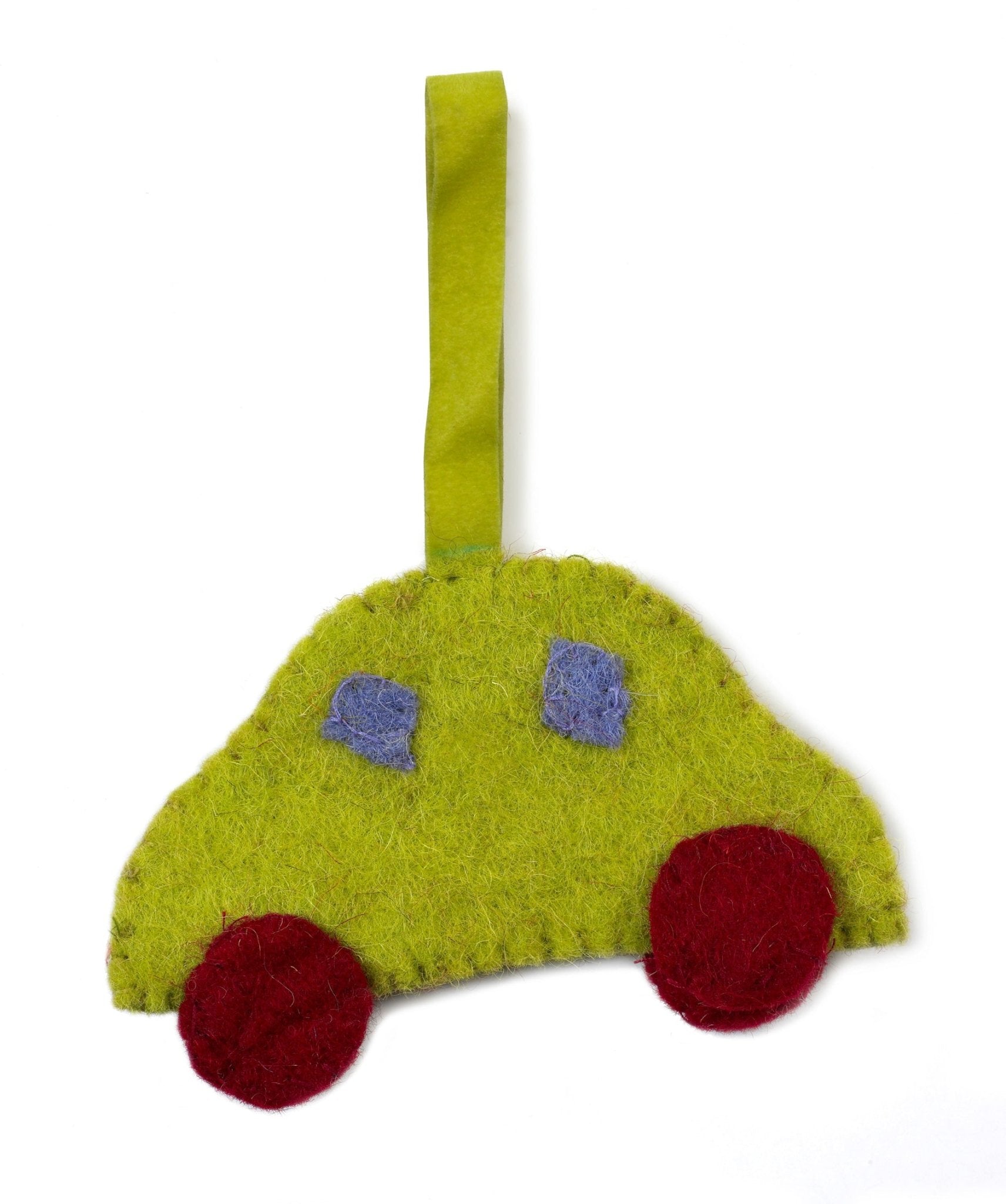 Little Green Car Christmas Ornament Hand Felted Wool- Set Of 2