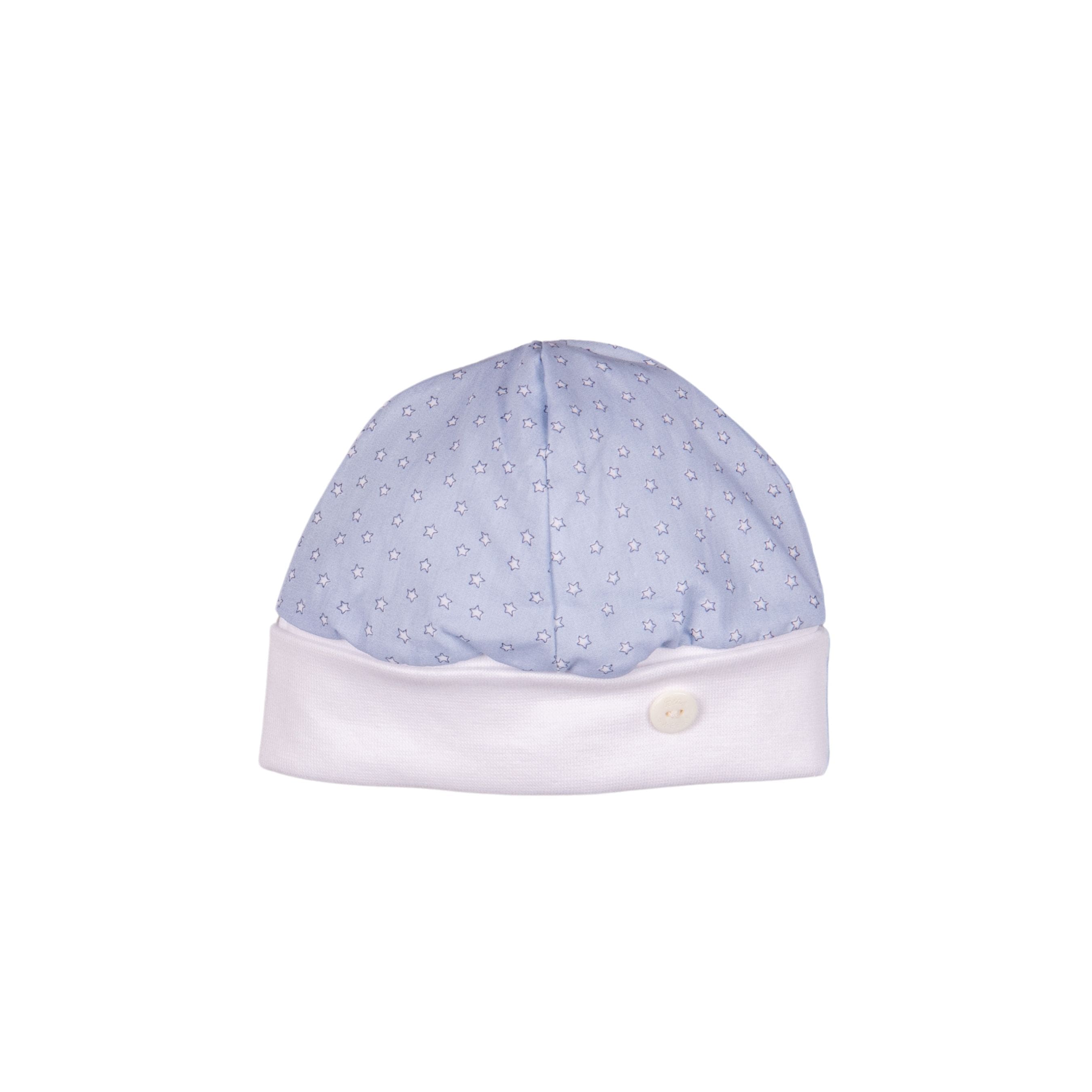 Little Stars | Baby Boys White & Blue Cotton Hat