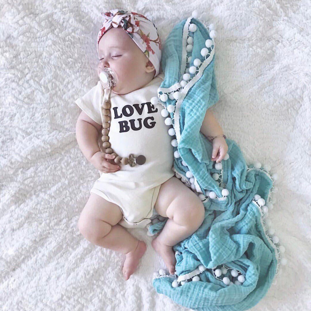 Love Bug Organic Cotton Baby Bodysuit Short Sleeve