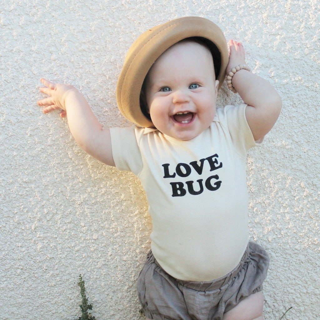 Love Bug Organic Cotton Baby Bodysuit Short Sleeve