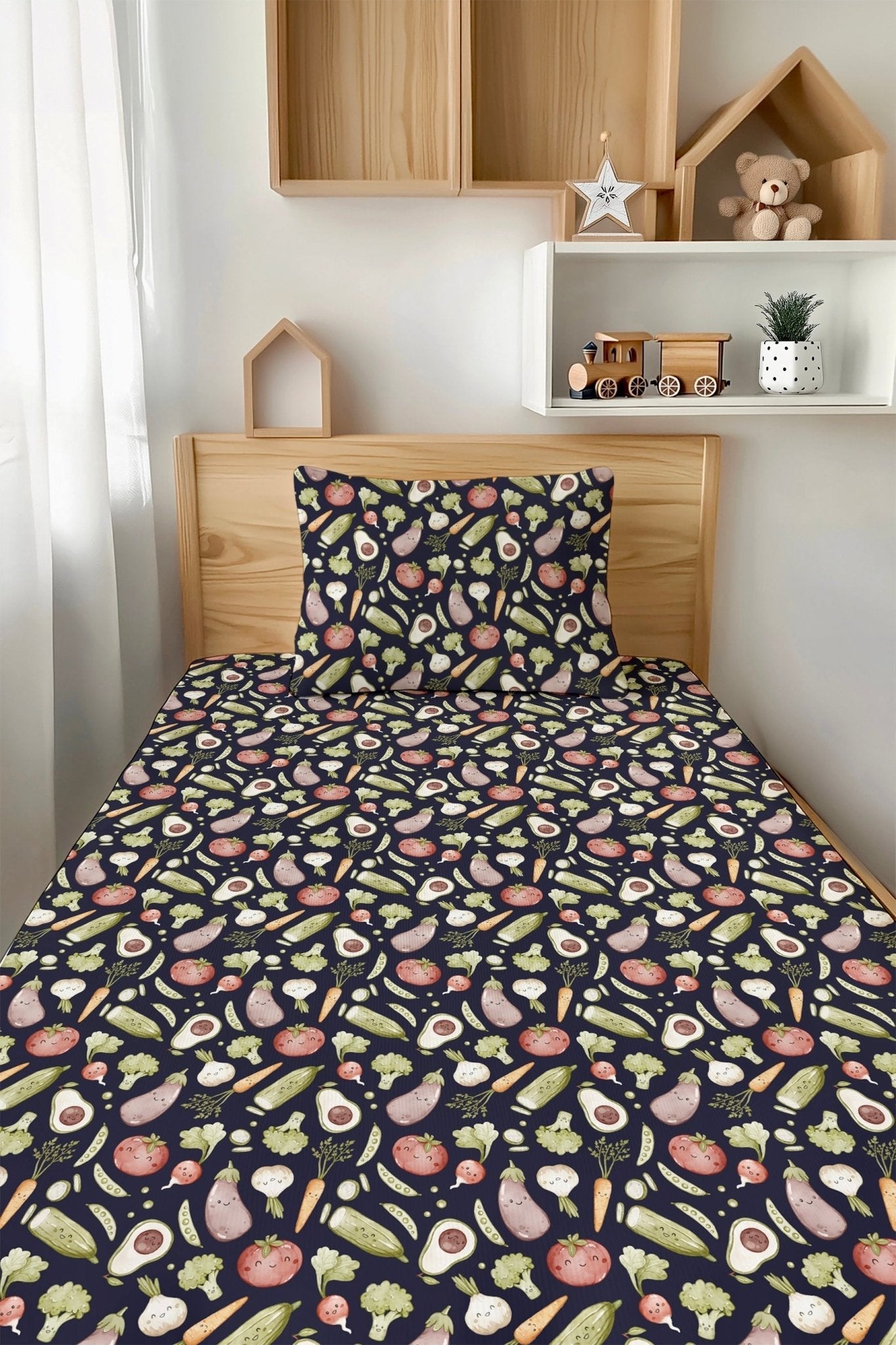 Love You Veggie Much Twin Fitted Sheet And Pillowcase Set