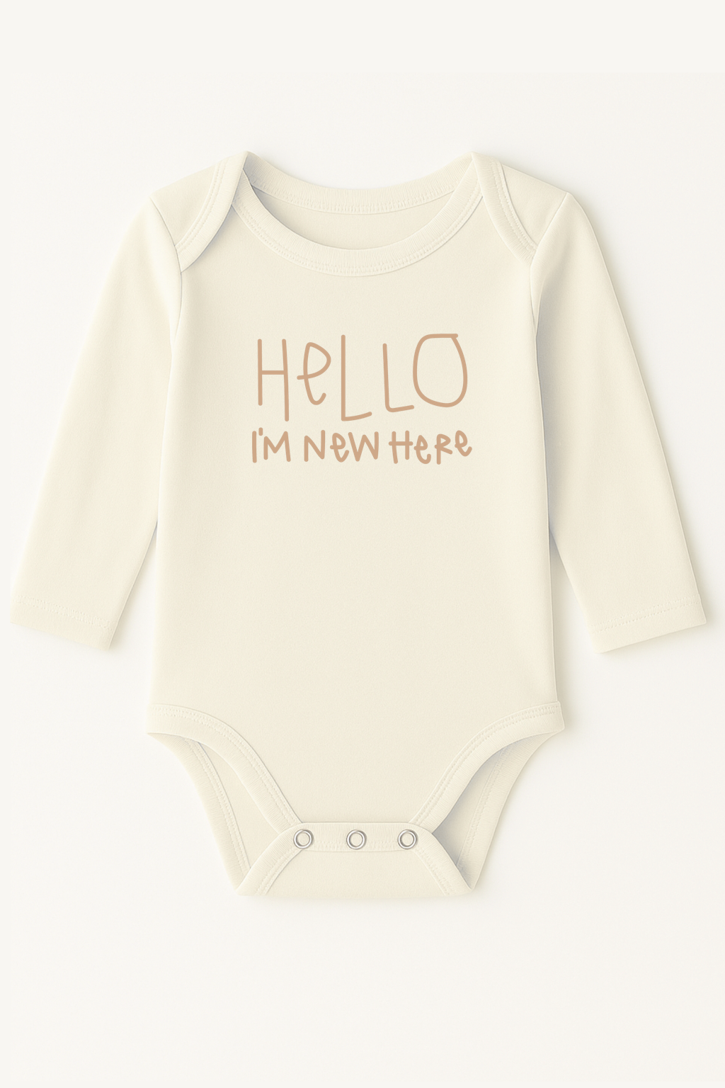 Hello I'm New Here Clay Organic Cotton Baby Bodysuit Long Sleeve
