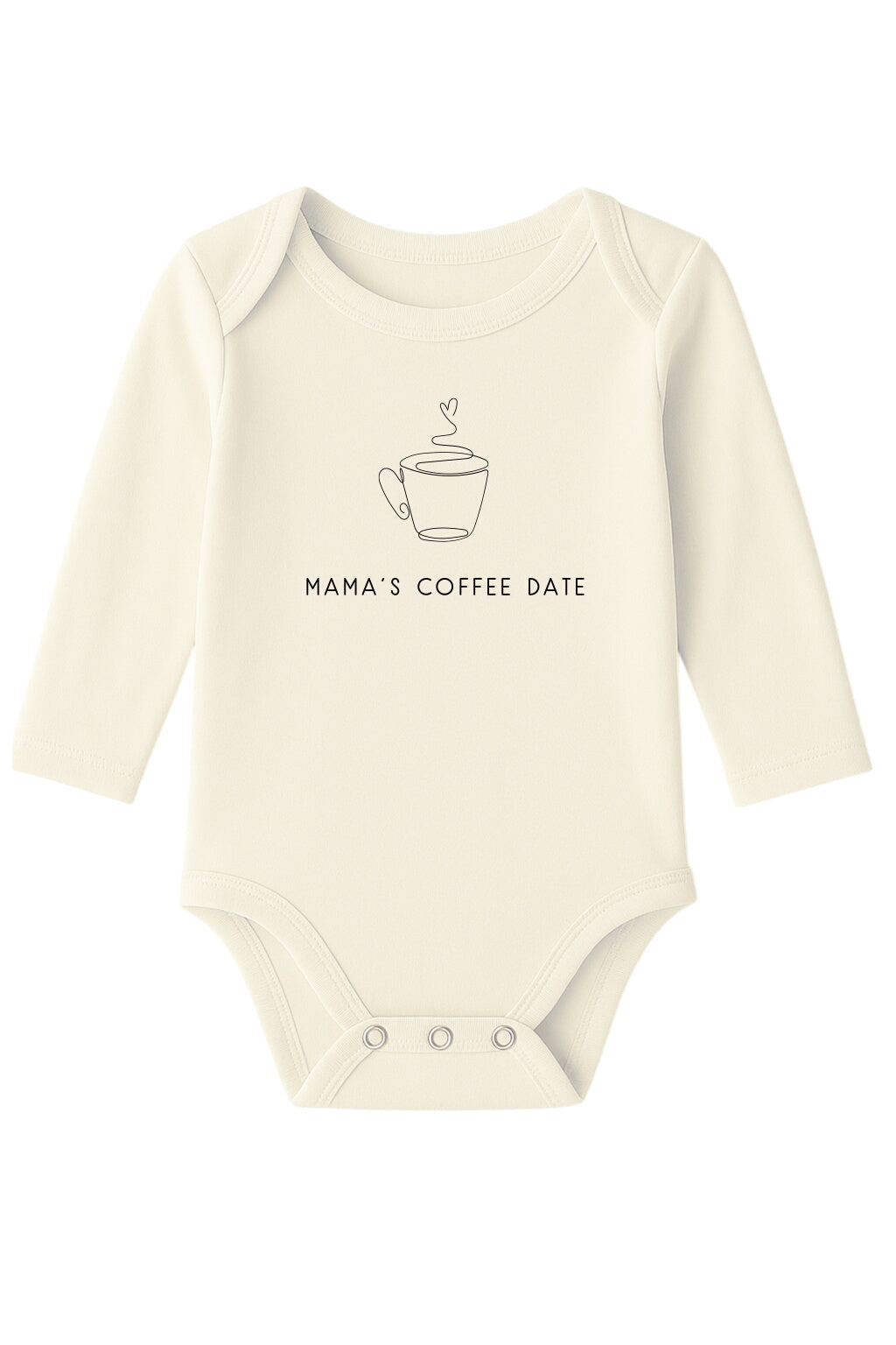 Mama's Coffee Date Organic Cotton Baby Bodysuit Long Sleeve