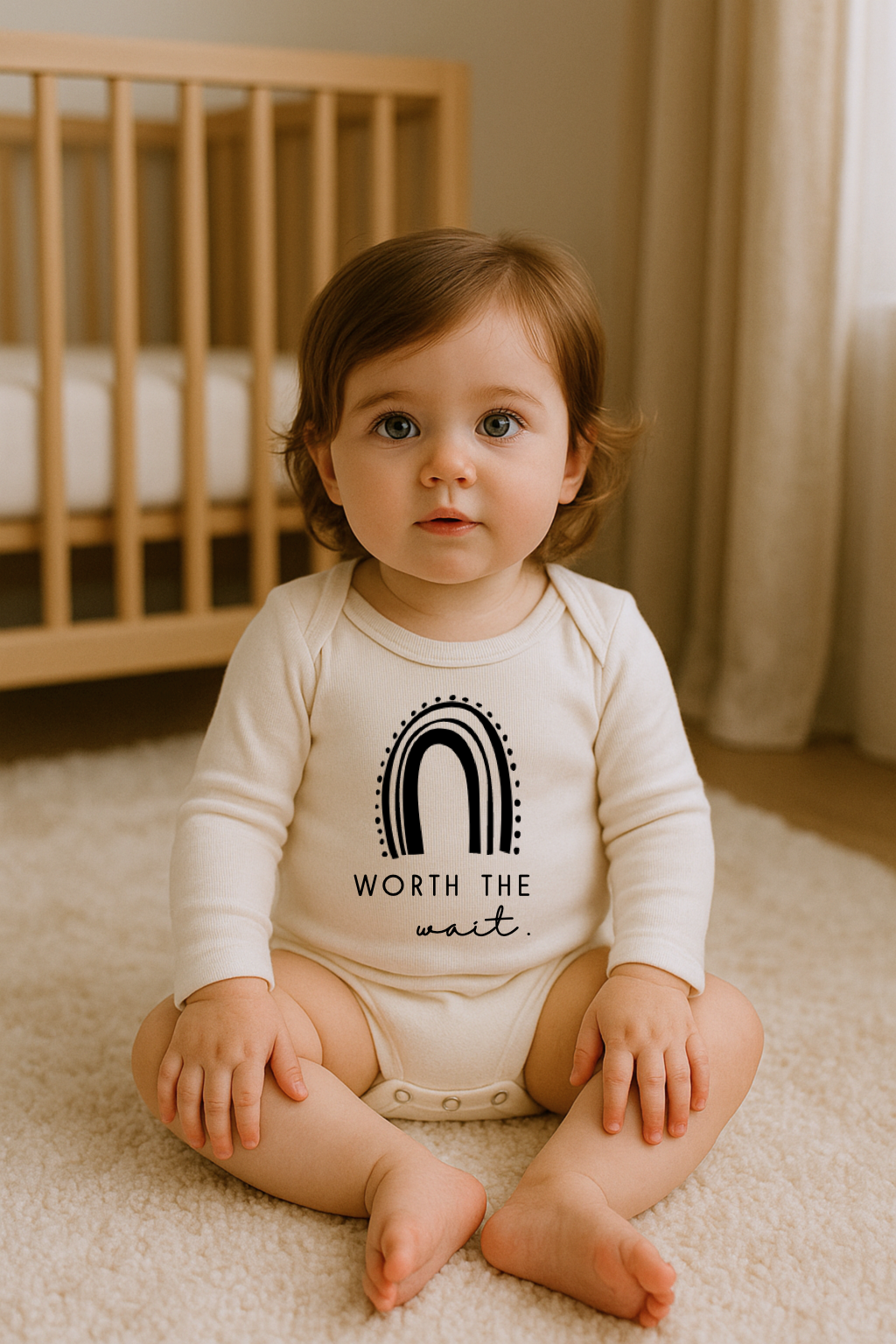 Worth The Wait Organic Cotton Baby Bodysuit Long Sleeve