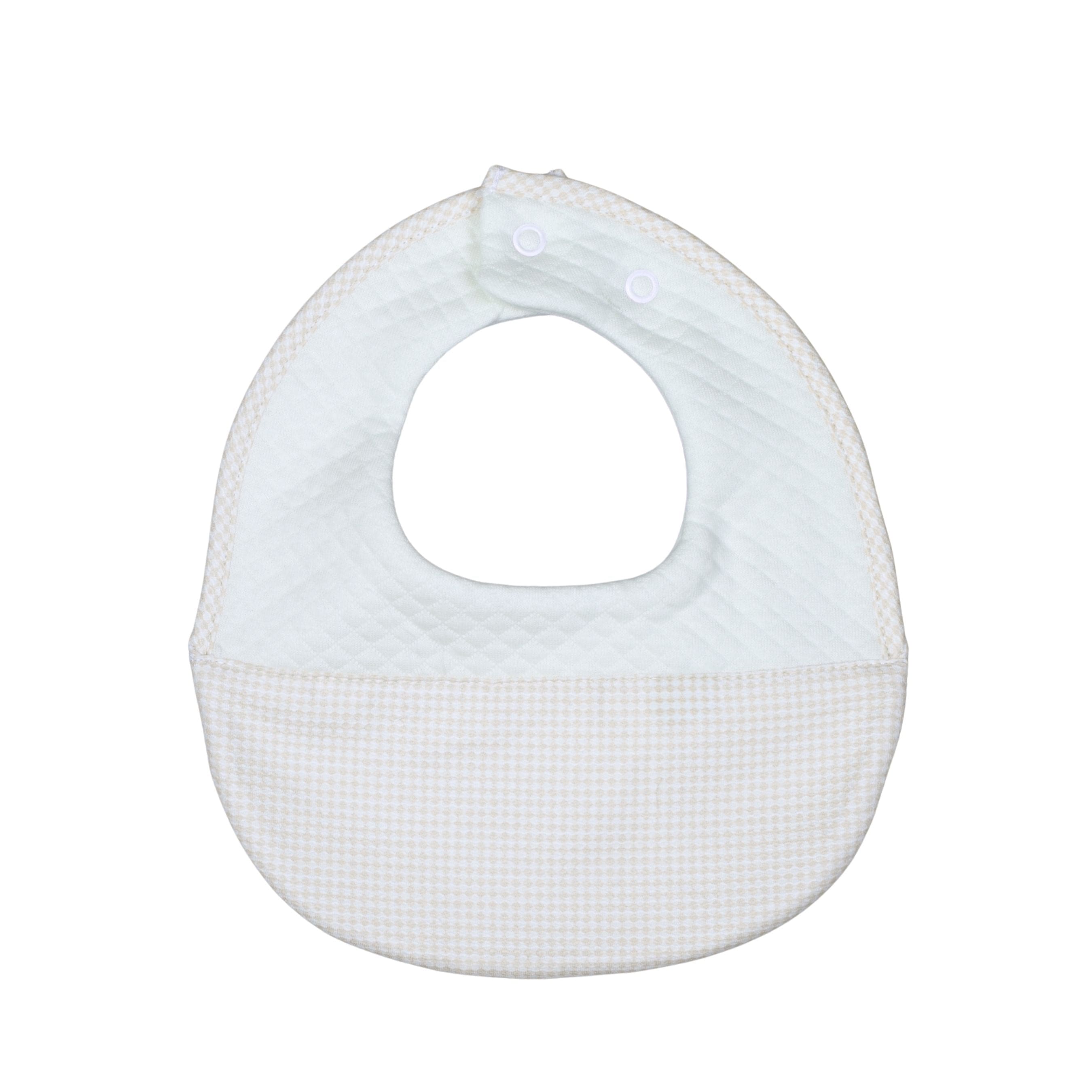 Lucas | Boys White & Beige Gingham Cotton Bib