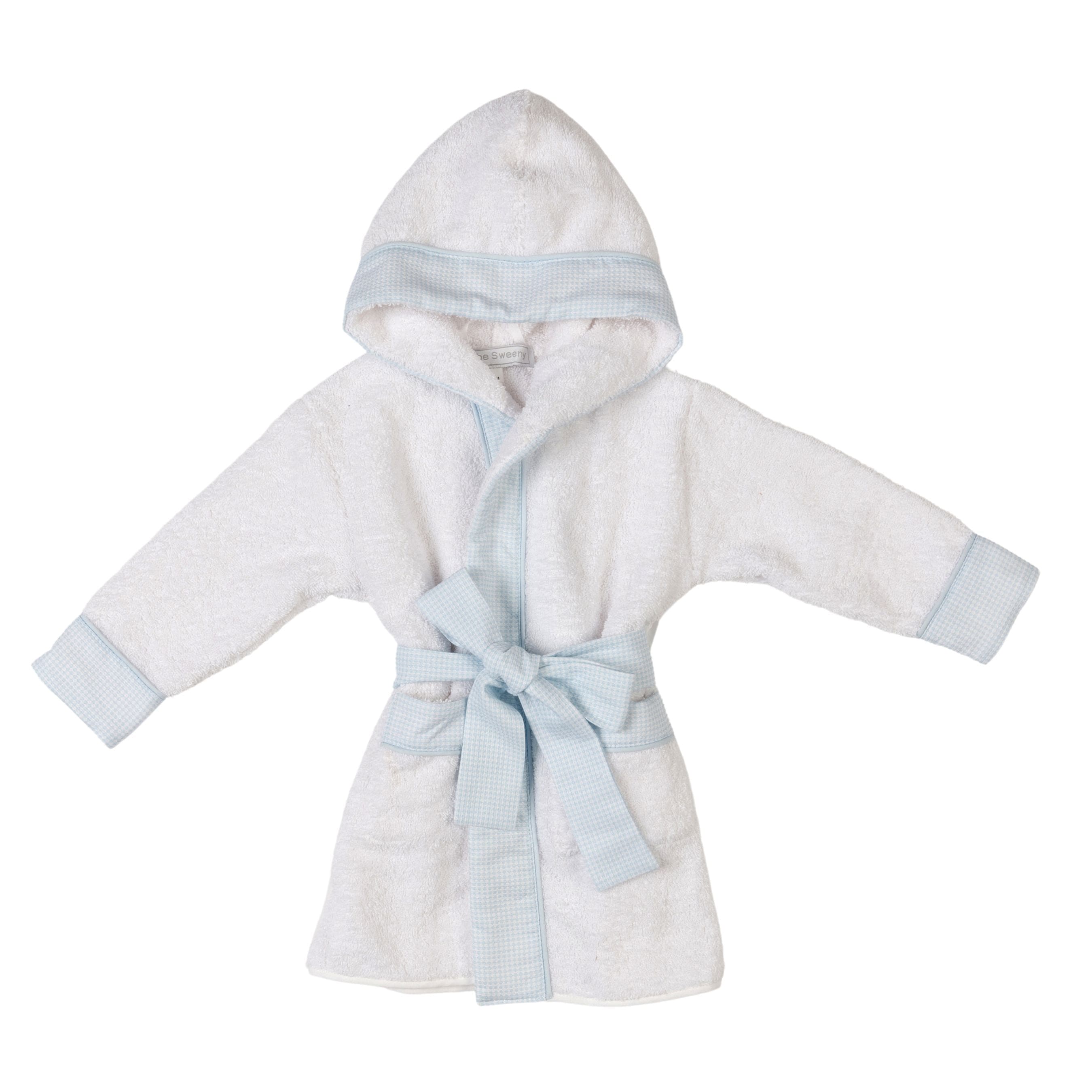 Lucas | Boys White & Blue Gingham Personalised Bathrobe