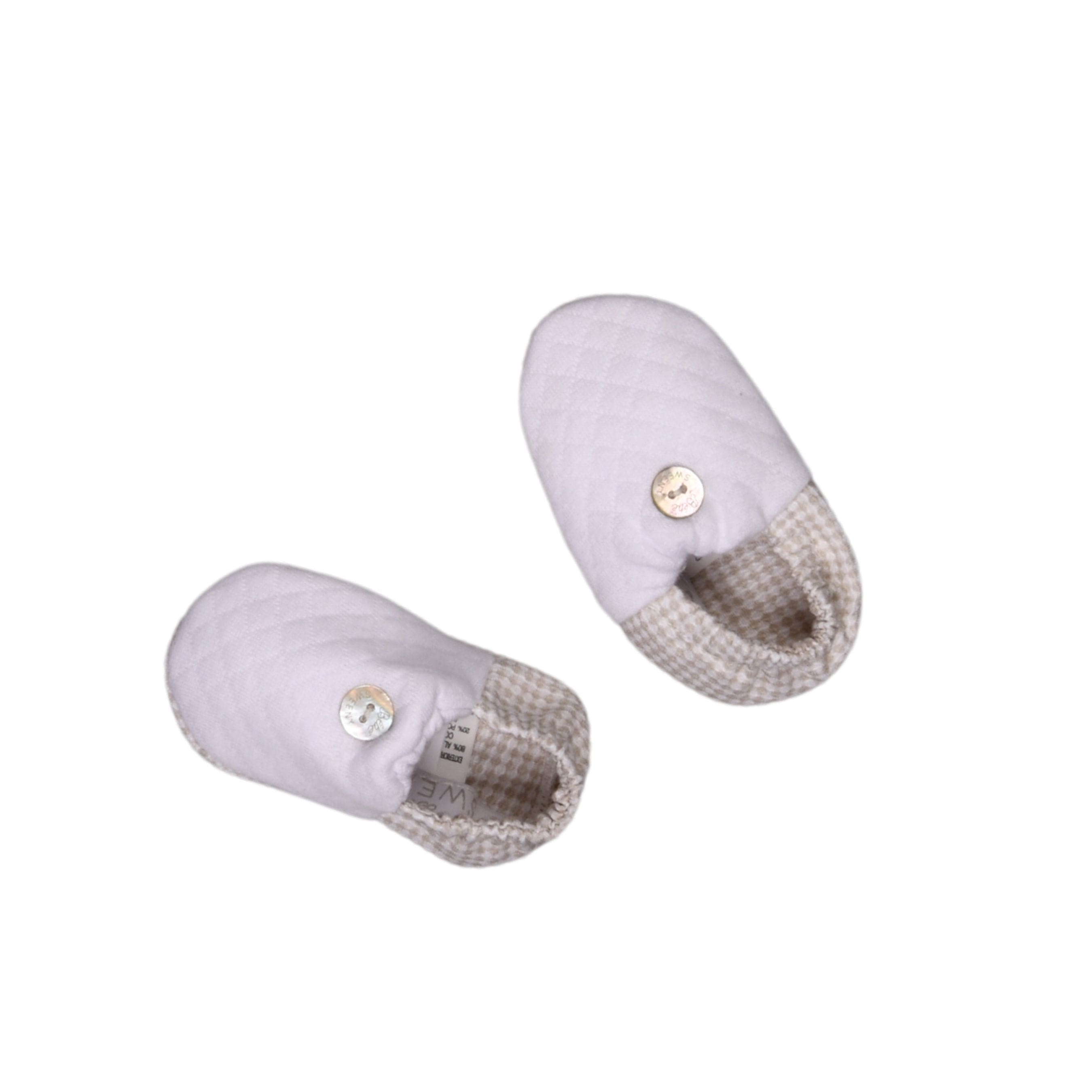 Lucas | Boys White & Beige Cotton Gingham Booties