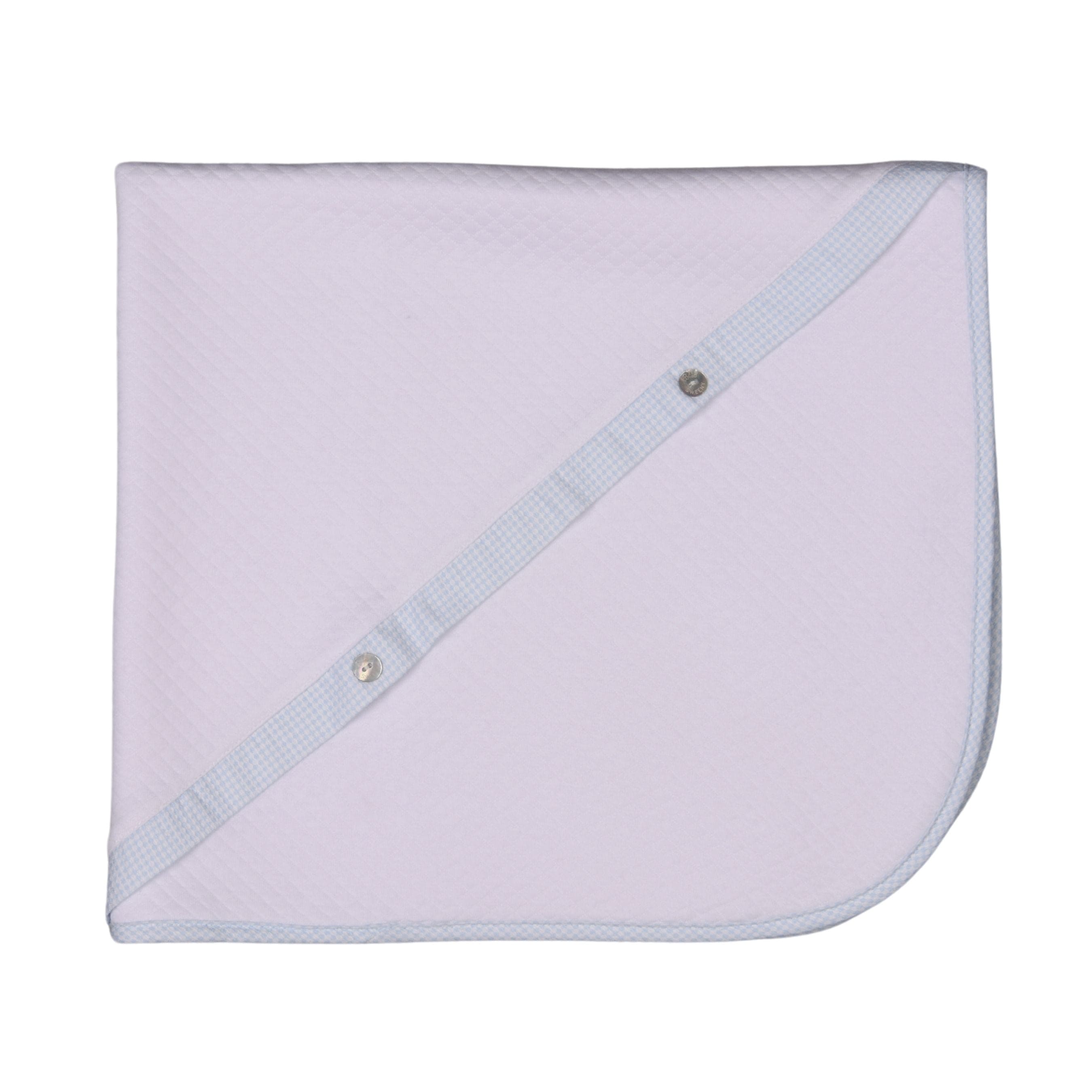 Lucas | Boys White & Blue Gingham Cotton Blanket