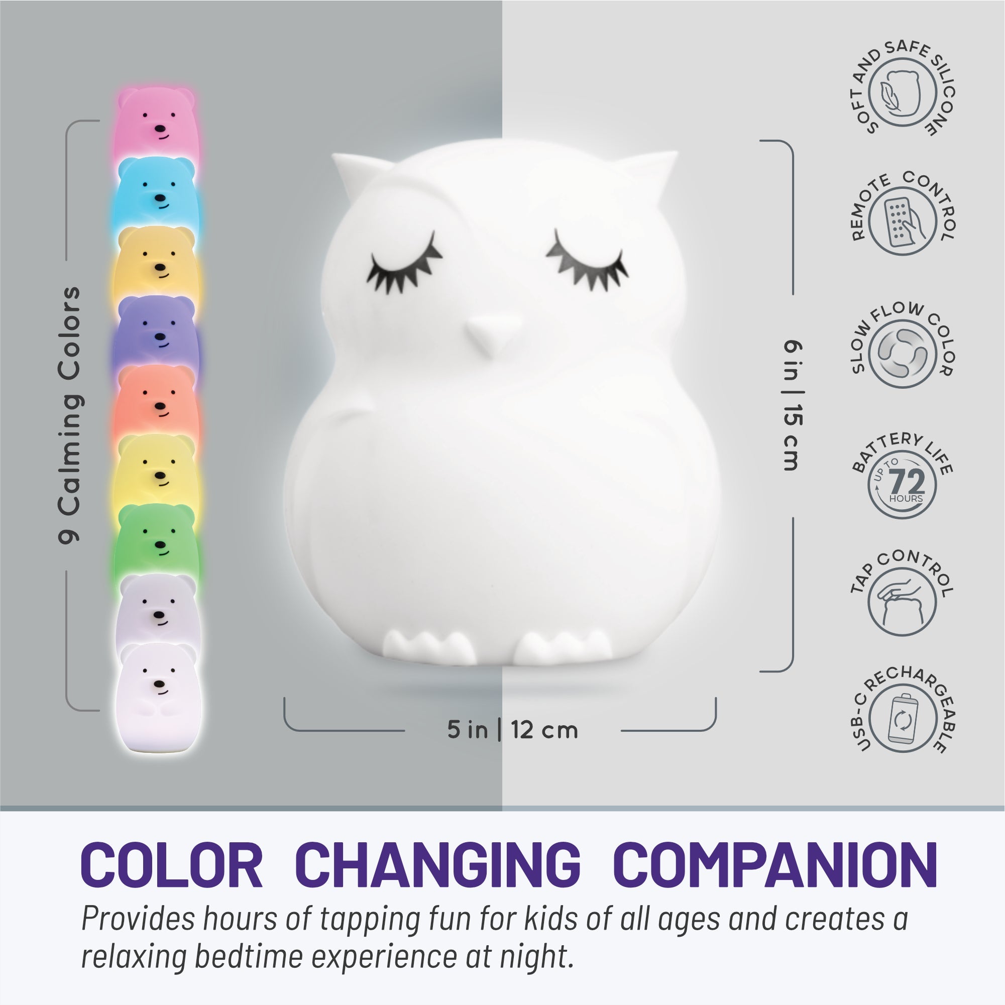 Lumipets® Opal The Owl- Children's Touch Night Light