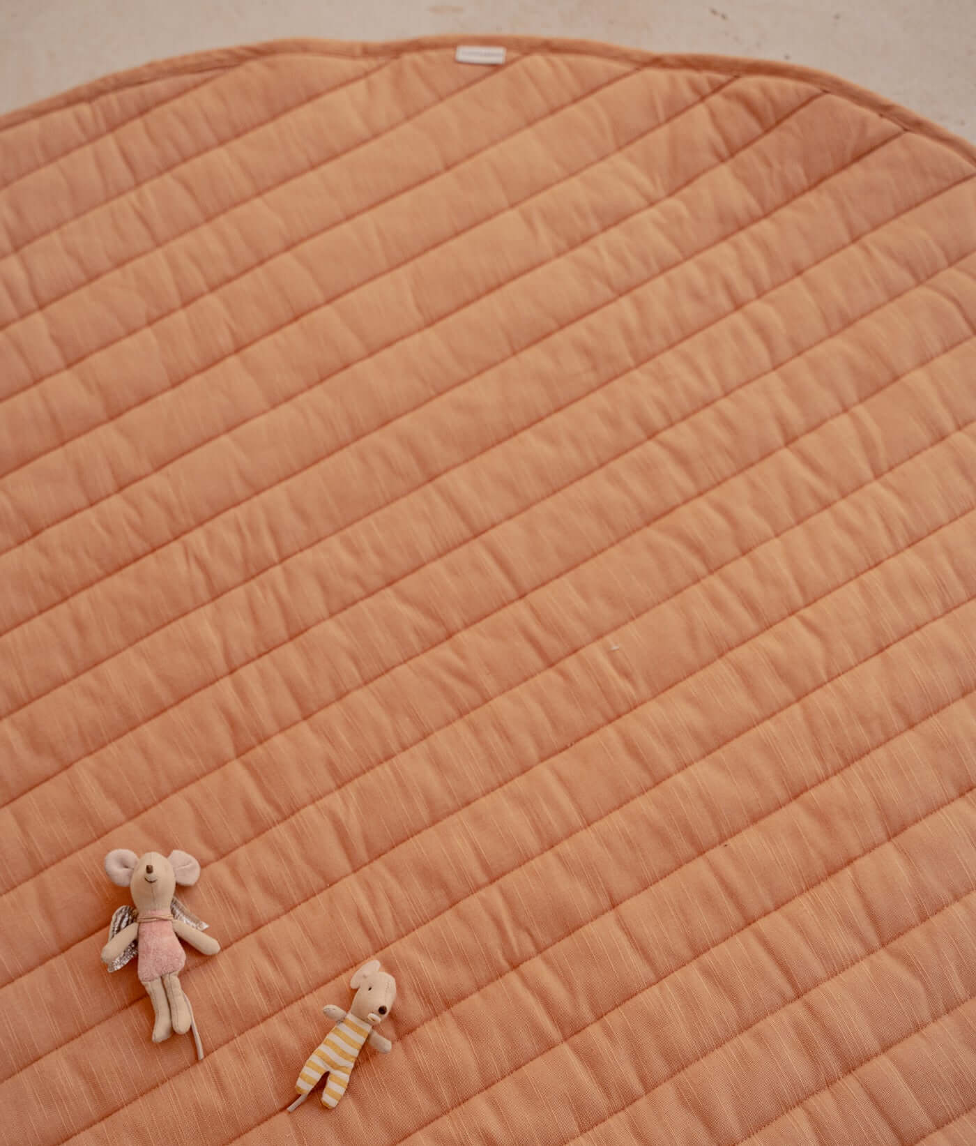 Quilted Cotton Reversible Playmats | Stripes - Camel