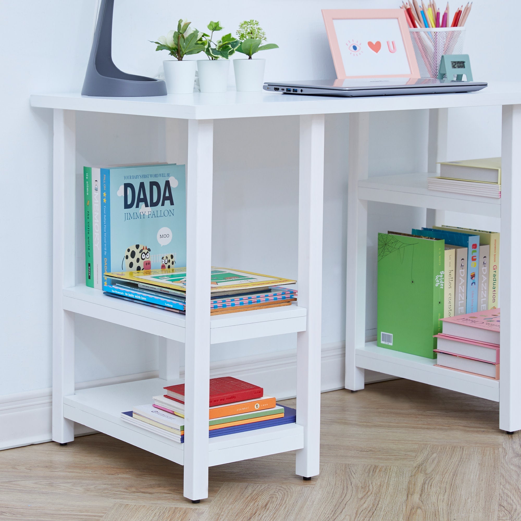 Fantasy Fields Wooden Play Desk With Shelves And Chair, White