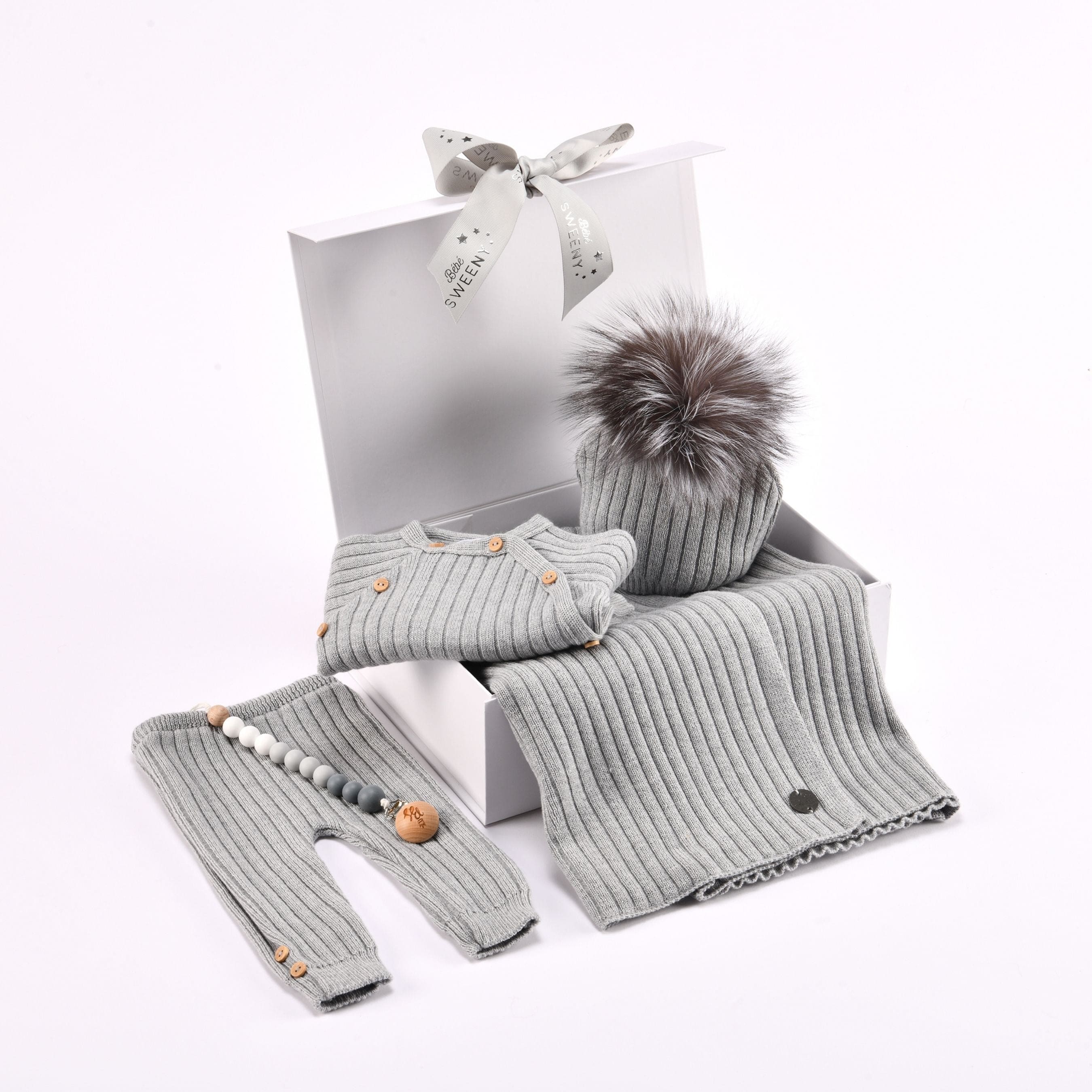 Maille Love | Boys Light Grey Knit Gift Set (5)