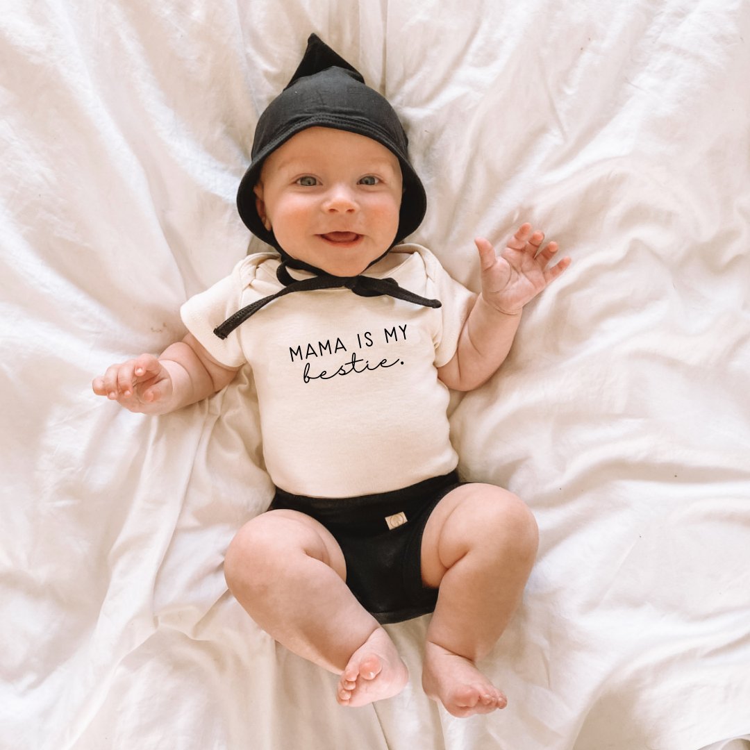 Mama Is My Bestie Organic Cotton Baby Bodysuit Short Sleeve