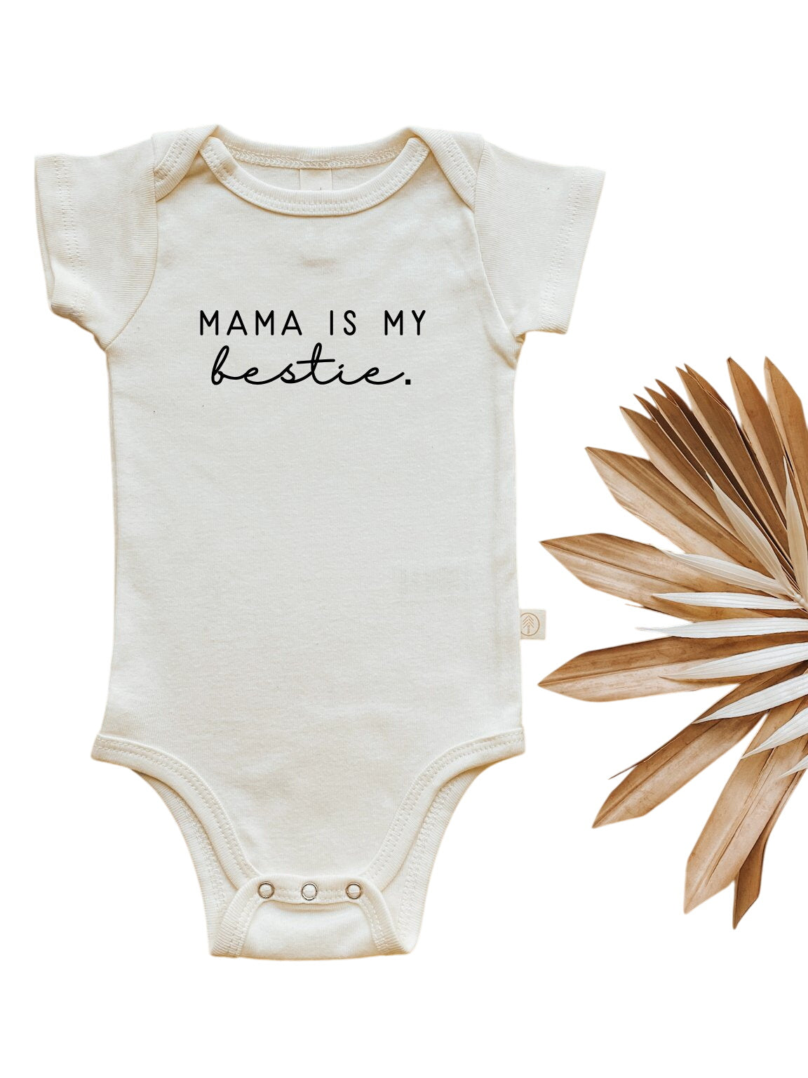 Mama Is My Bestie Organic Cotton Baby Bodysuit Short Sleeve
