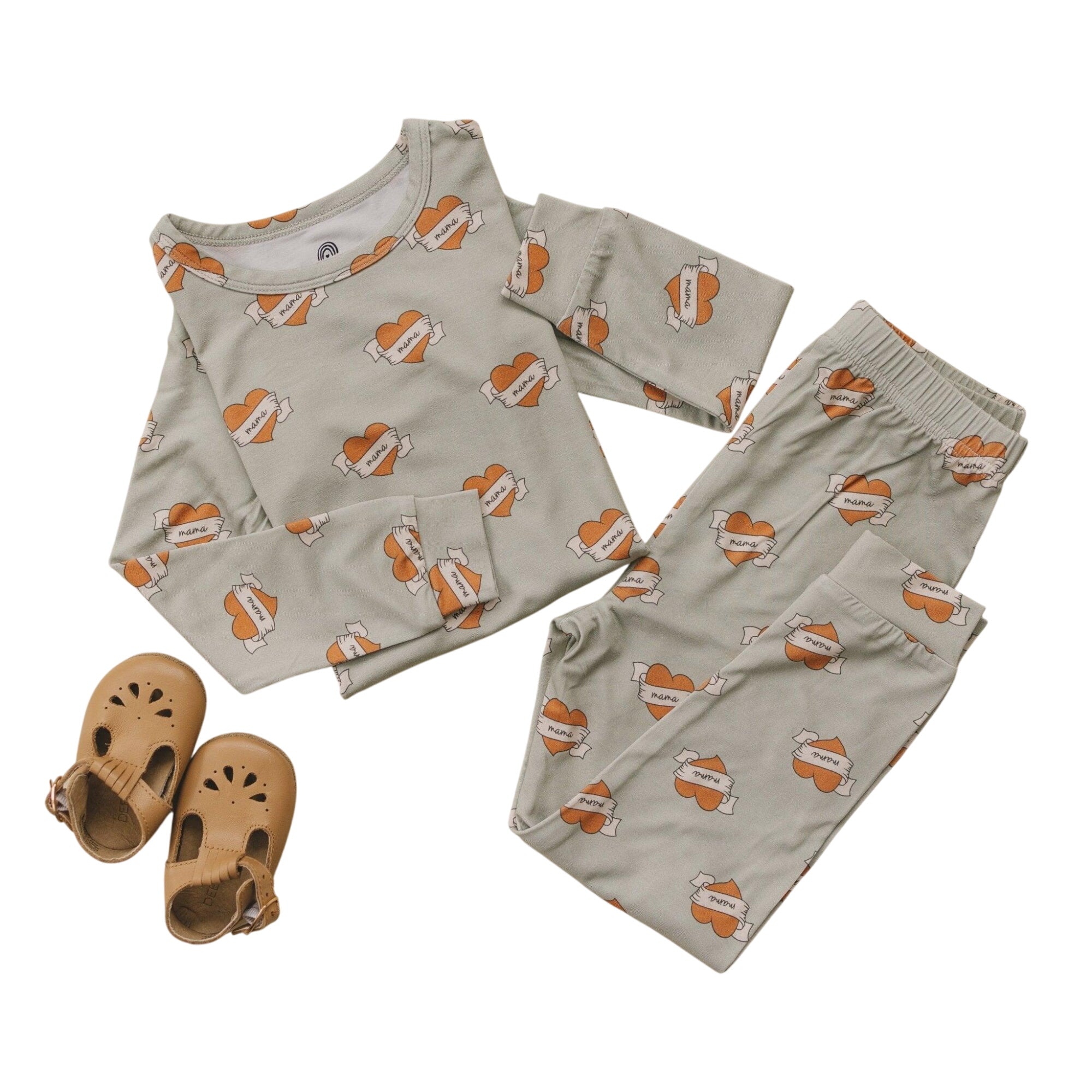 Mama Tattoo Hearts 2pc Bamboo Pajama Set