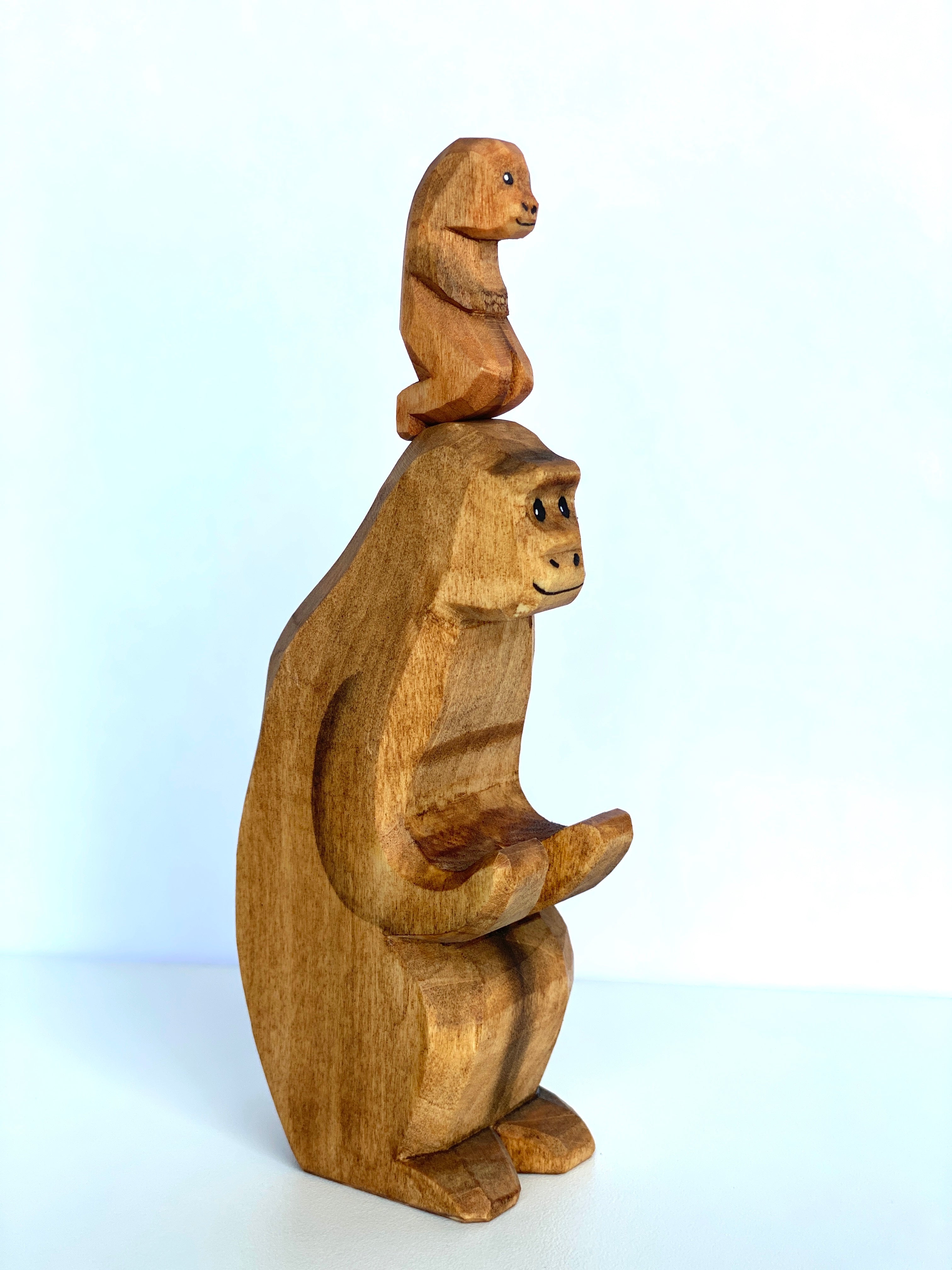 Wooden Monkey With The Baby
