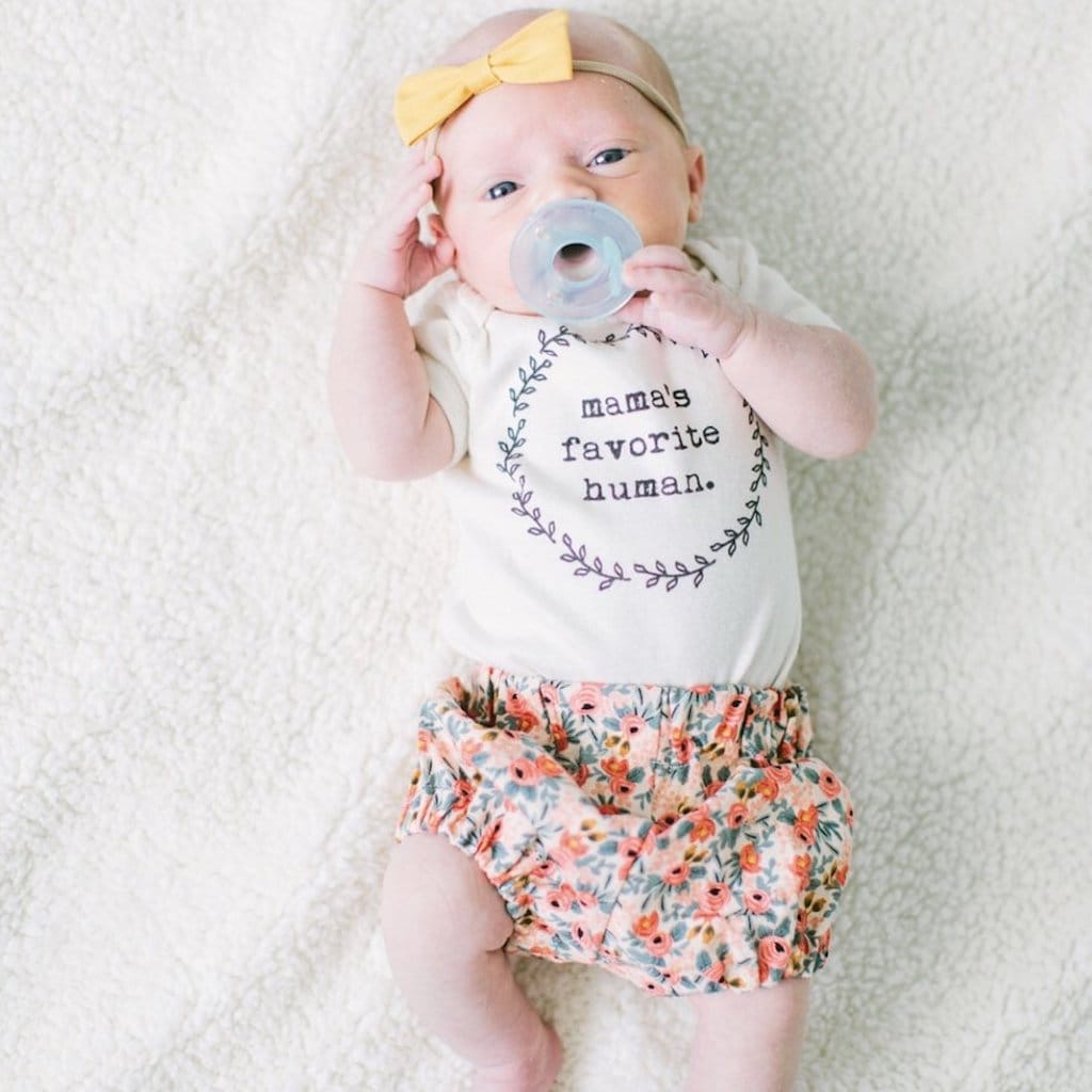 Mama's Favorite Human Organic Cotton Baby Bodysuit Short Sleeve