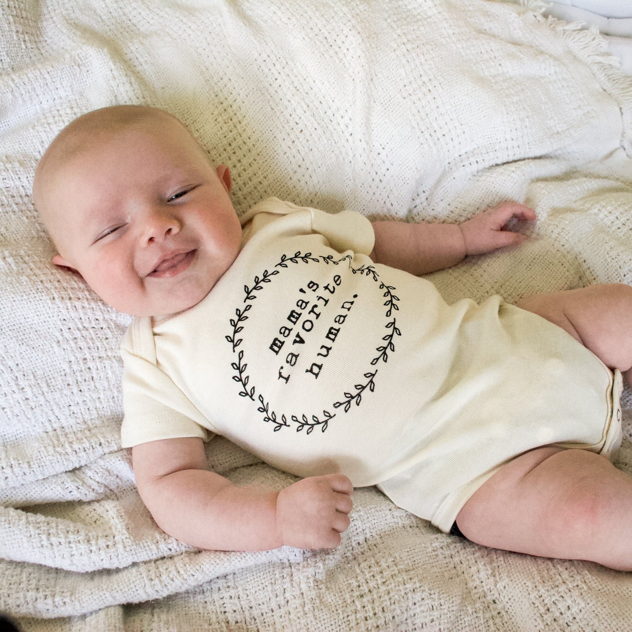 Mama's Favorite Human Organic Cotton Baby Bodysuit Short Sleeve