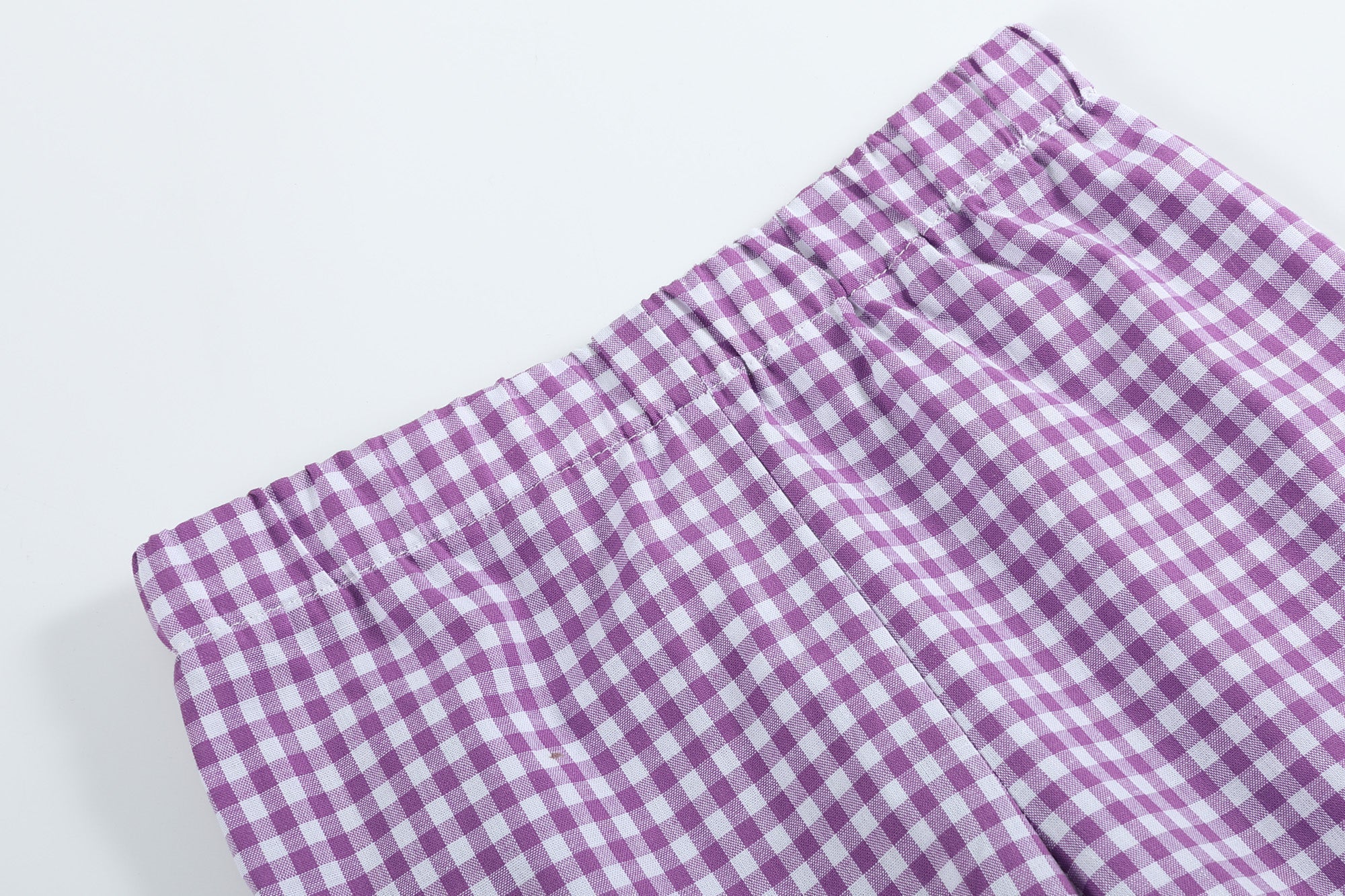 Mardi Gras Smocked Tee And Purple Gingham Shorts Set