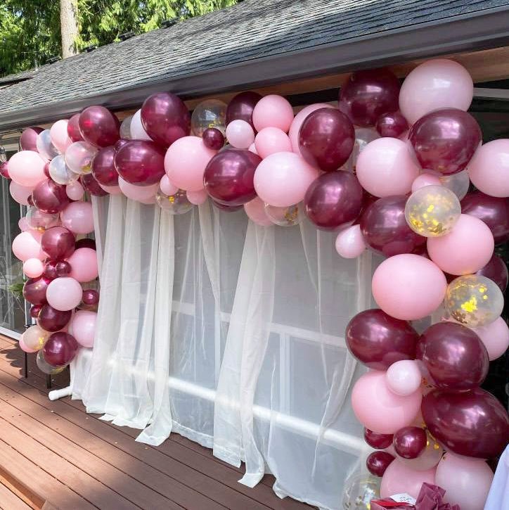 Pink, Burgundy & Gold Confetti Balloon Garland Kit