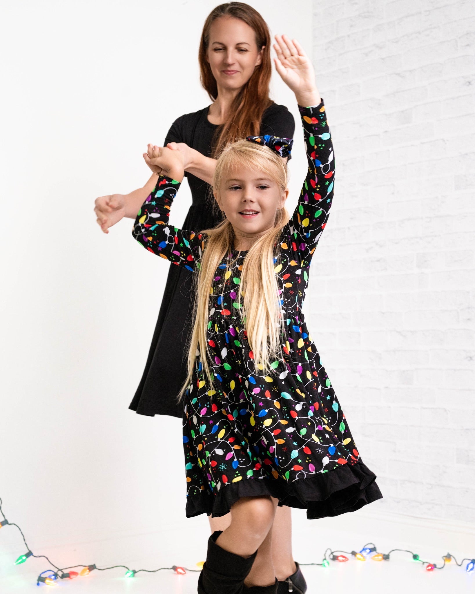 Holiday Lights | Toddler & Girls Bamboo Ruffle Twirl Dress