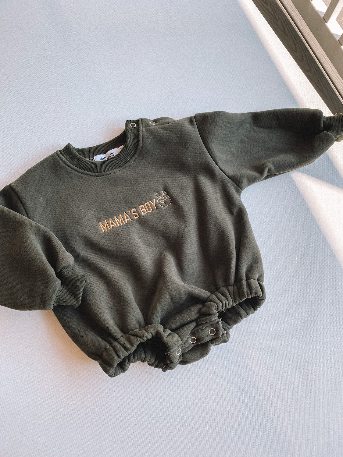 Mama's Boy Embroidered Bubble Romper