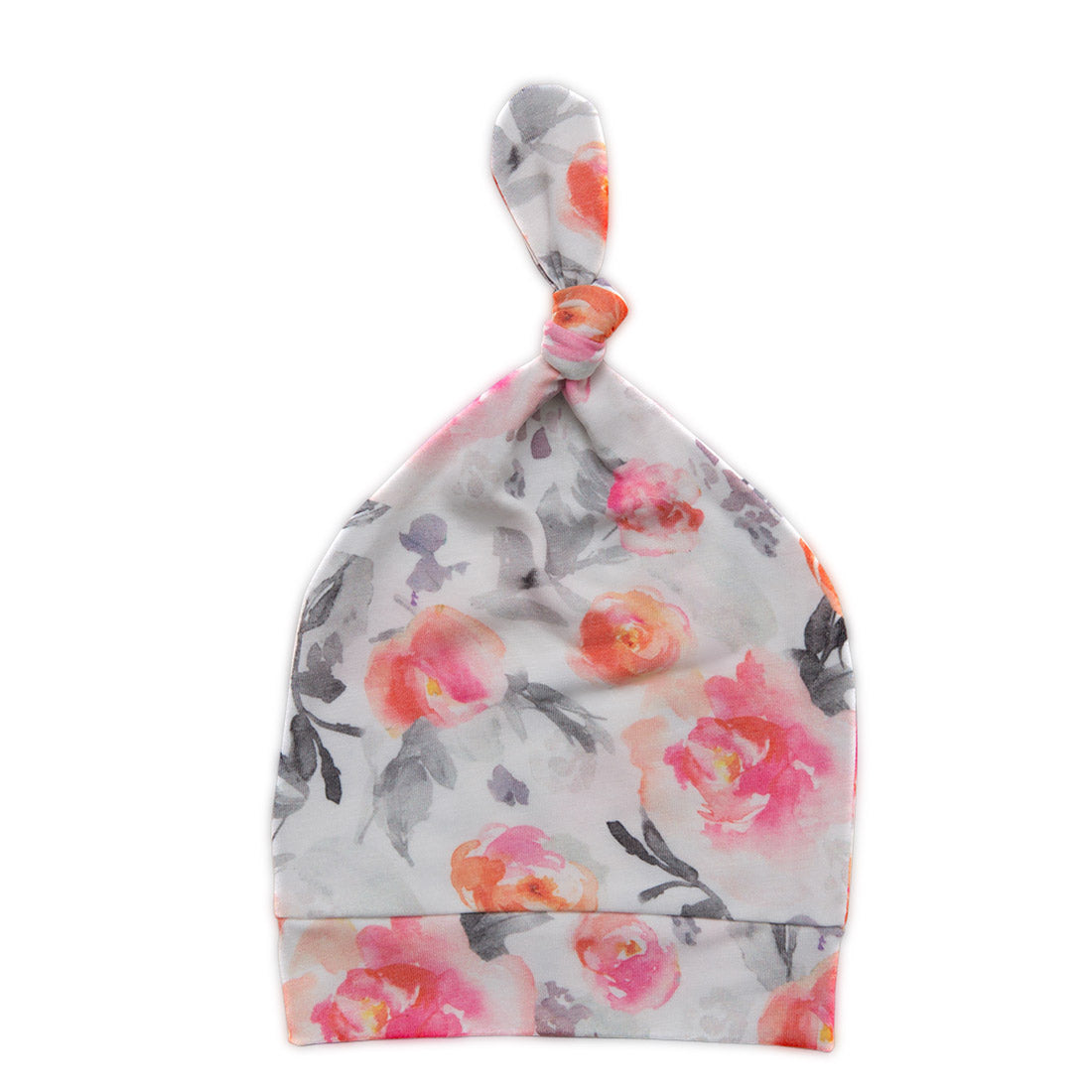 Newborn Top Knot Hat - Floral