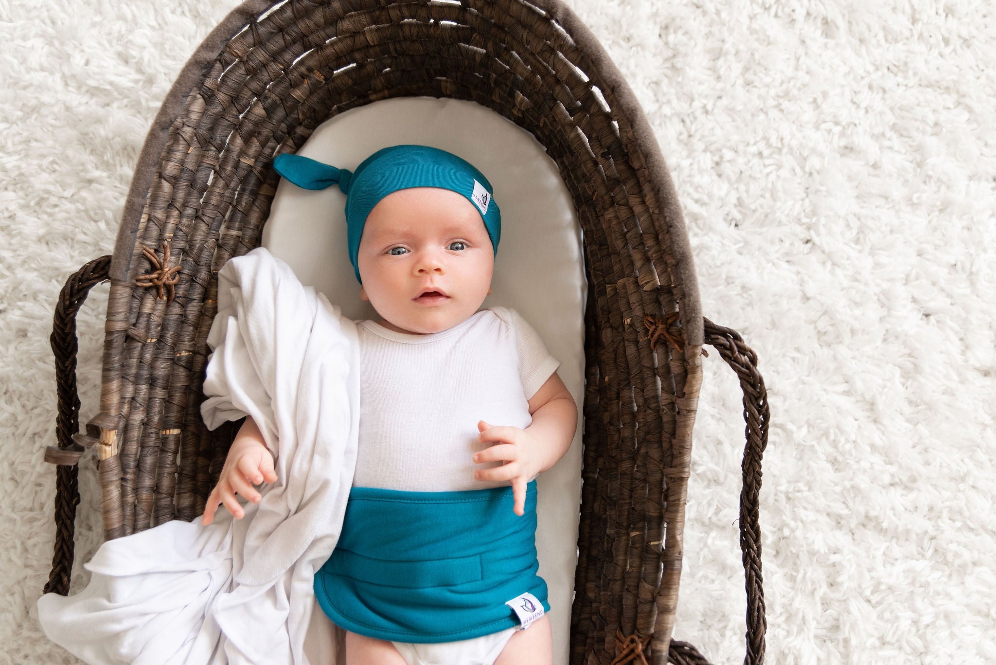 Newborn Top Knot Hat - Ocean