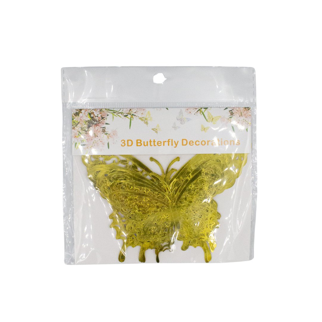 Gold 3d Butterfly Decor