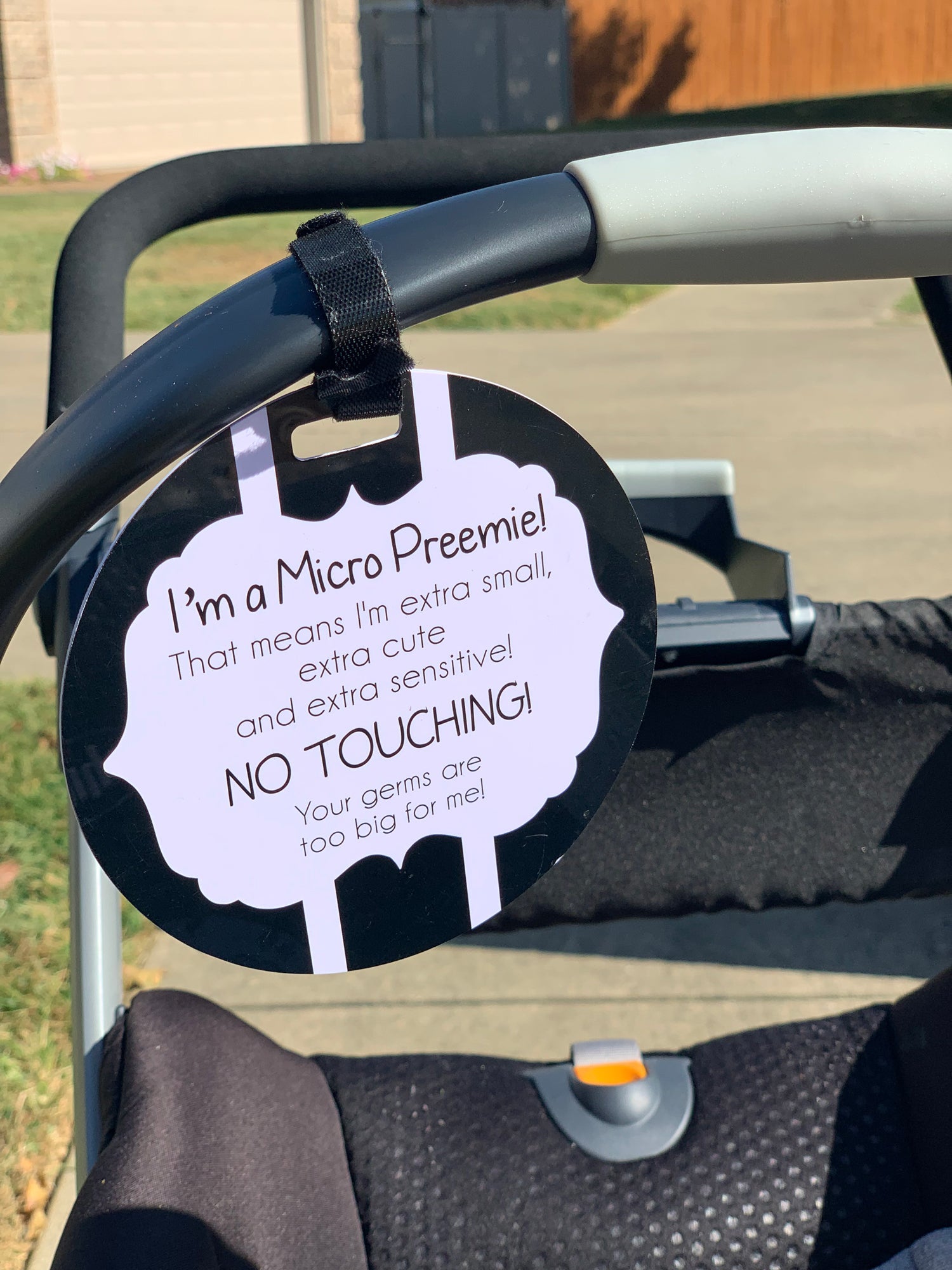 Micro Preemie No Touching Car Seat Sign Tag